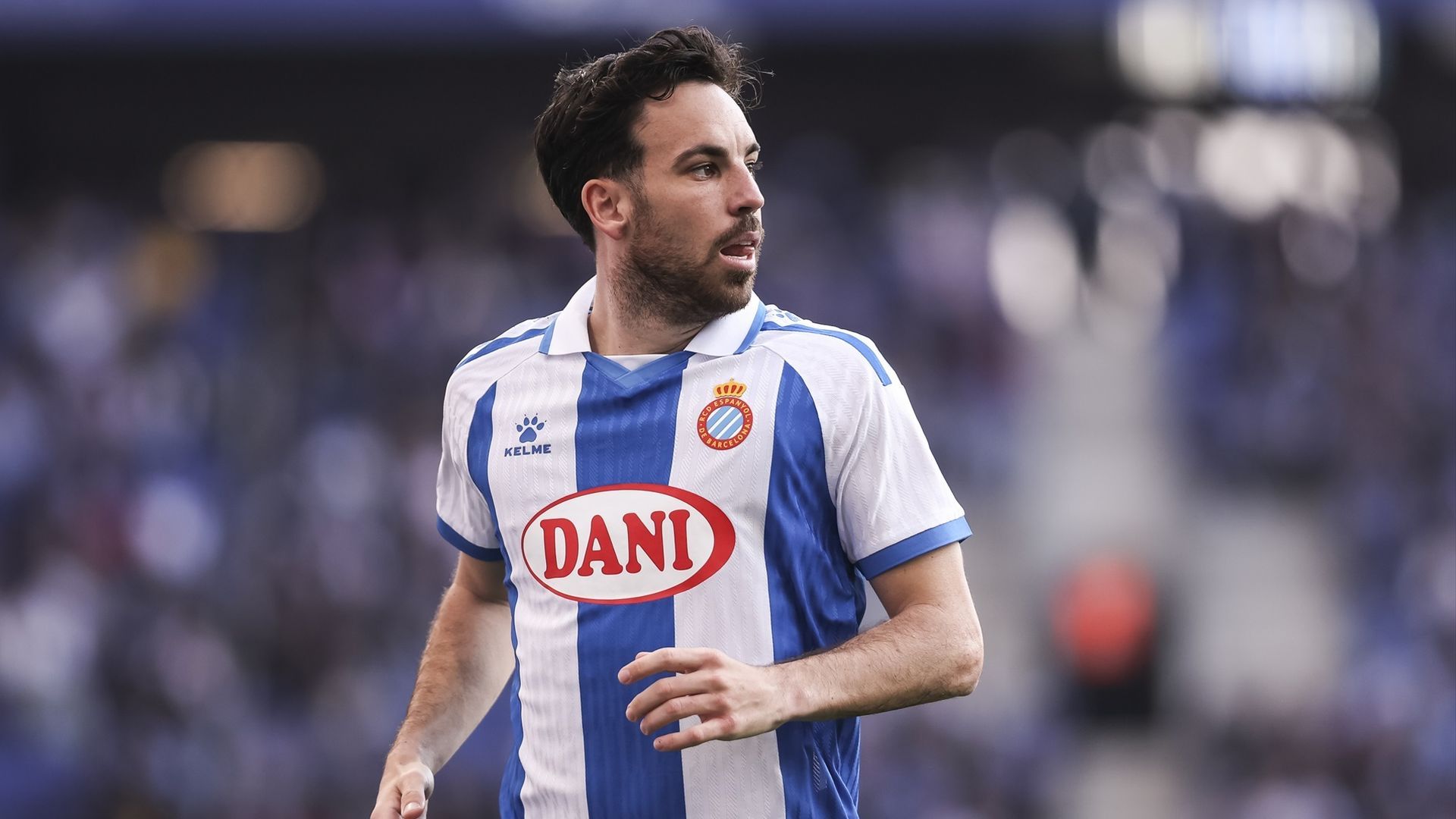 Edu Expósito durante un partido del RCD Epanyol esta temporada