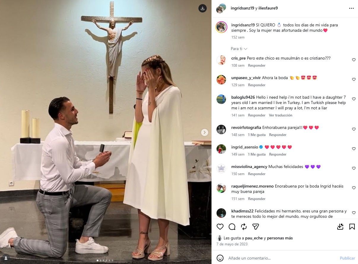 Ilies Faure pidió matrimonio a Ingrid Sanz Asensio en el bautizo de su primera hija