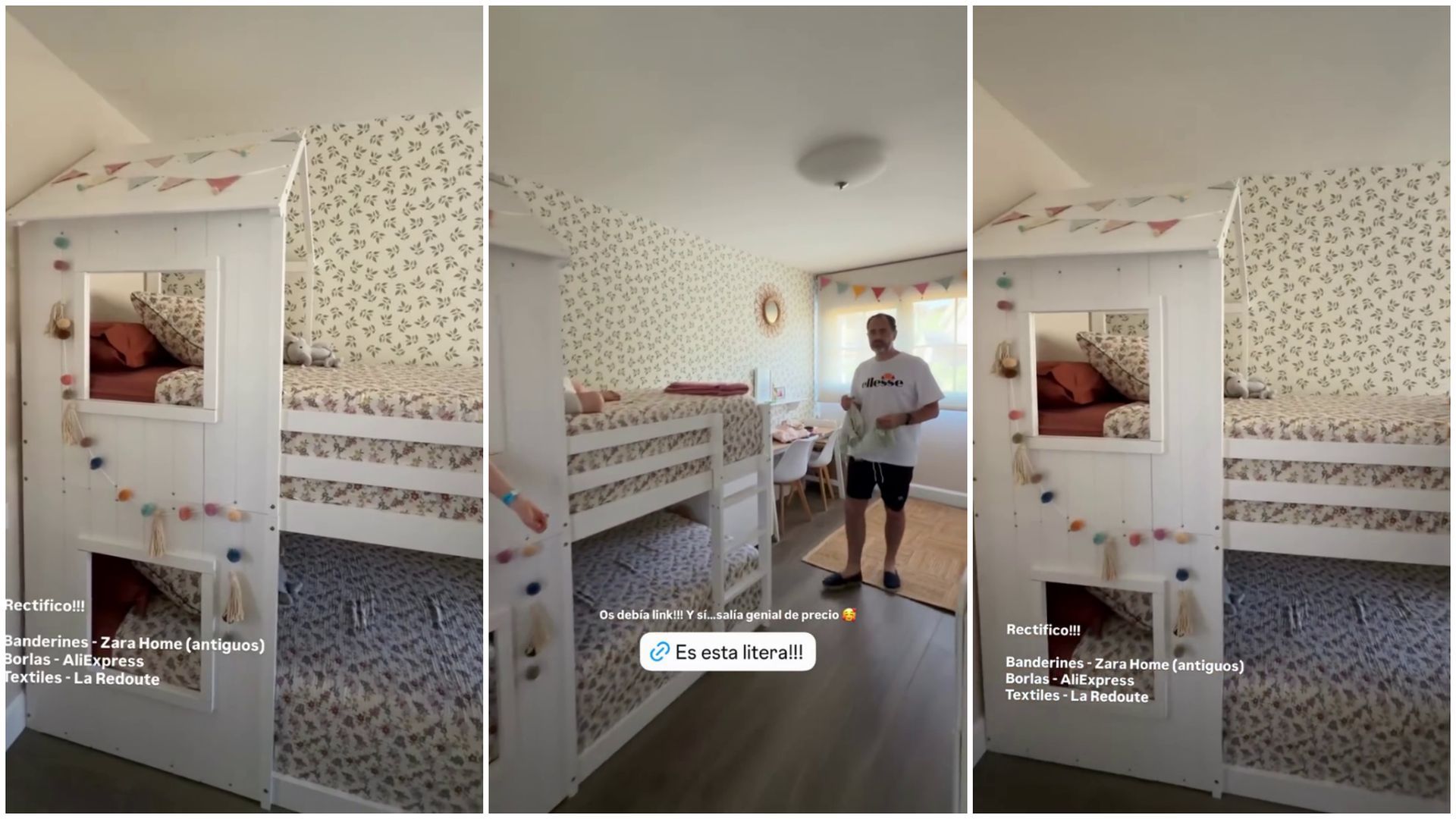 Así ha decorado Verdeliss la nueva litera con forma de casa de la habitación de sus hijas