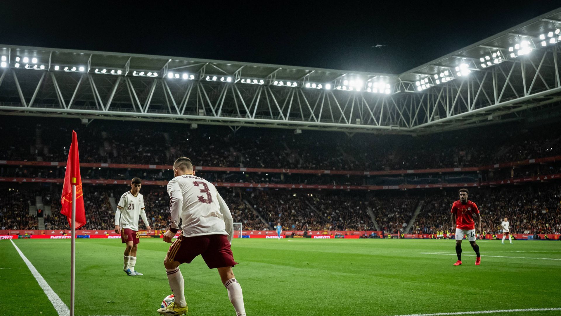 Cornellà, durante el España-Egipto