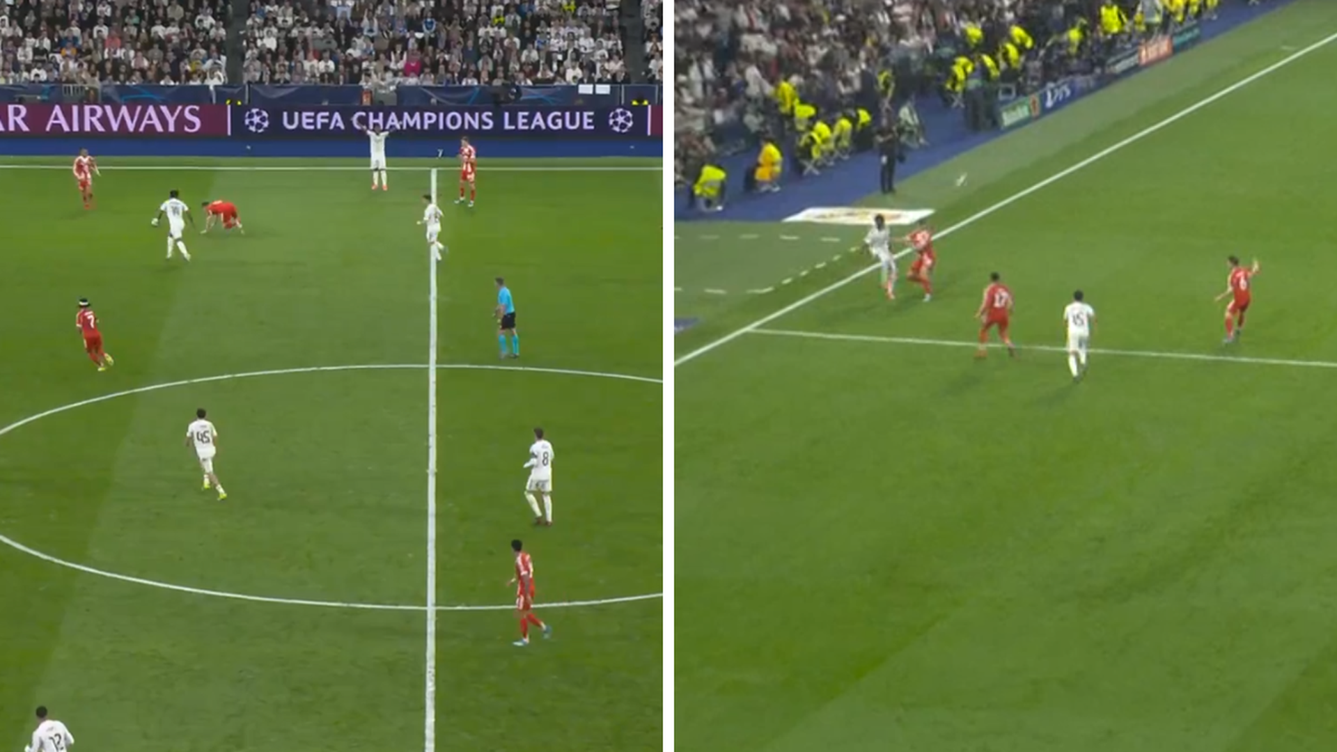 Los dos fallos de Vinicius en los goles del Bayern