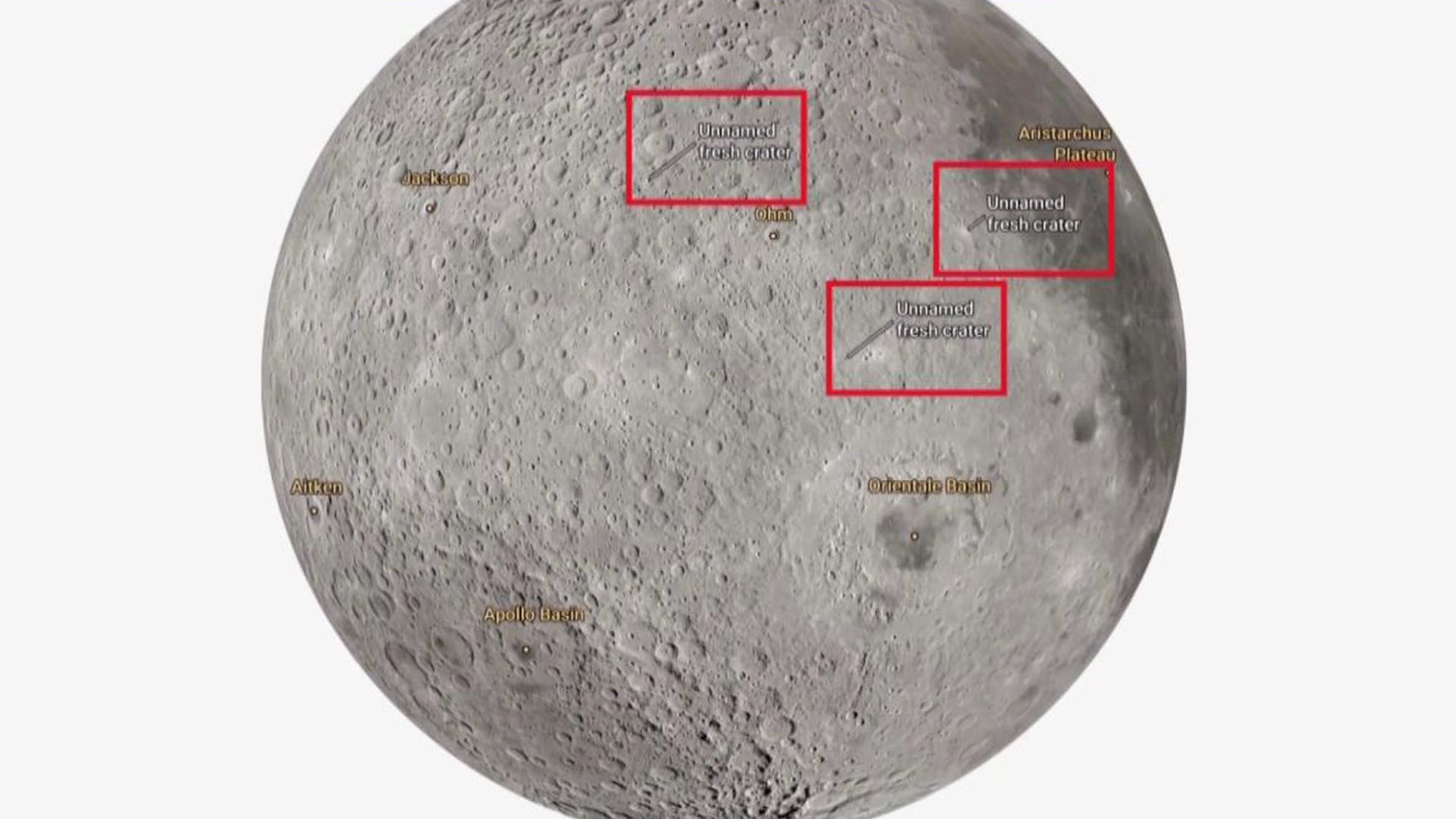 Los tres cráteres ocultos de la Luna