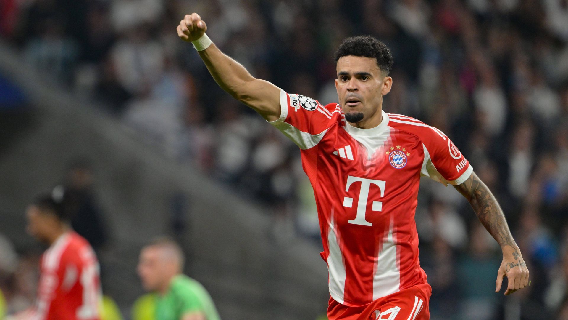 Luis Díaz celebrando en el Bernabéu