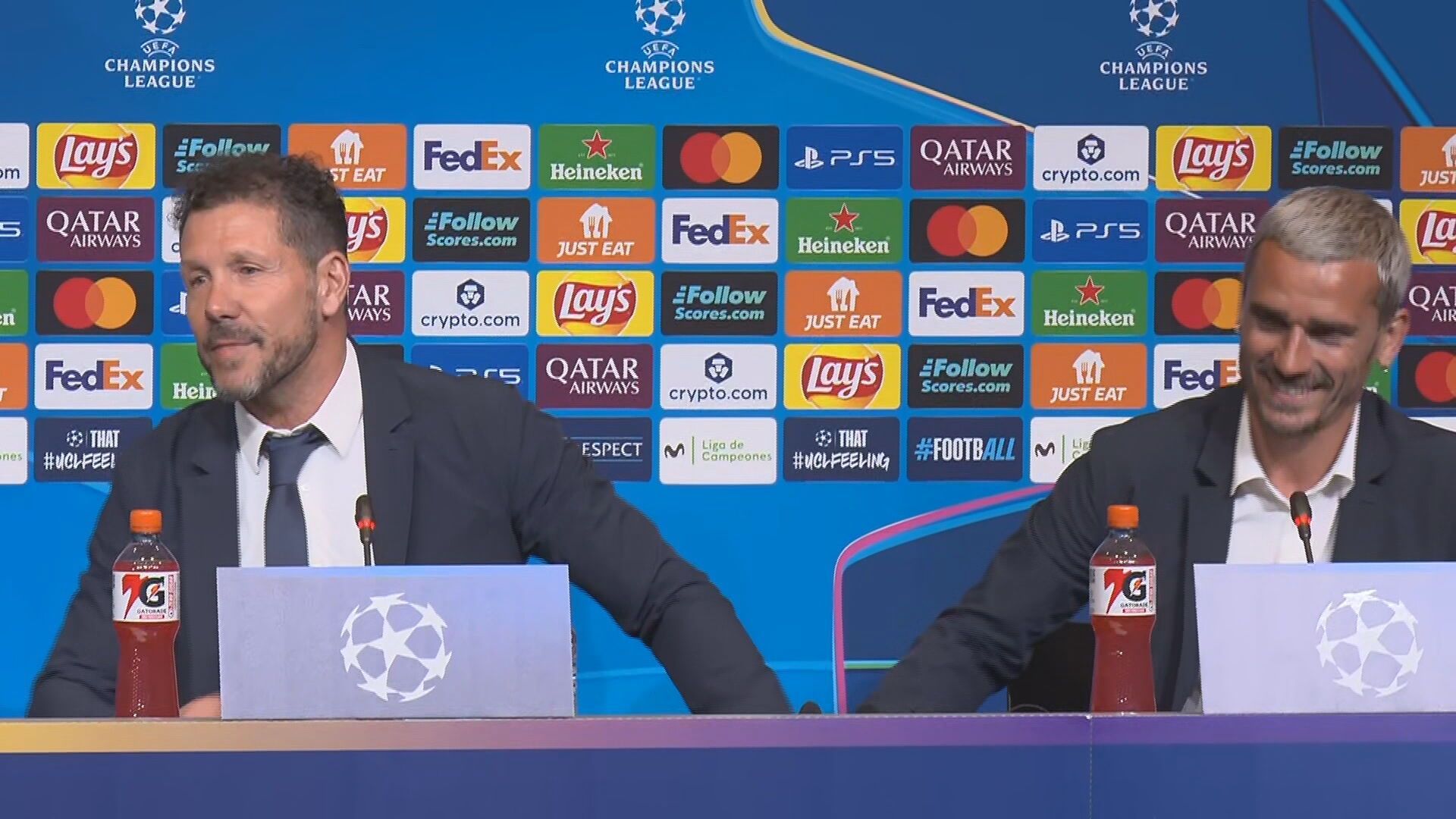 Simeone y Griezmann, en sala de prensa