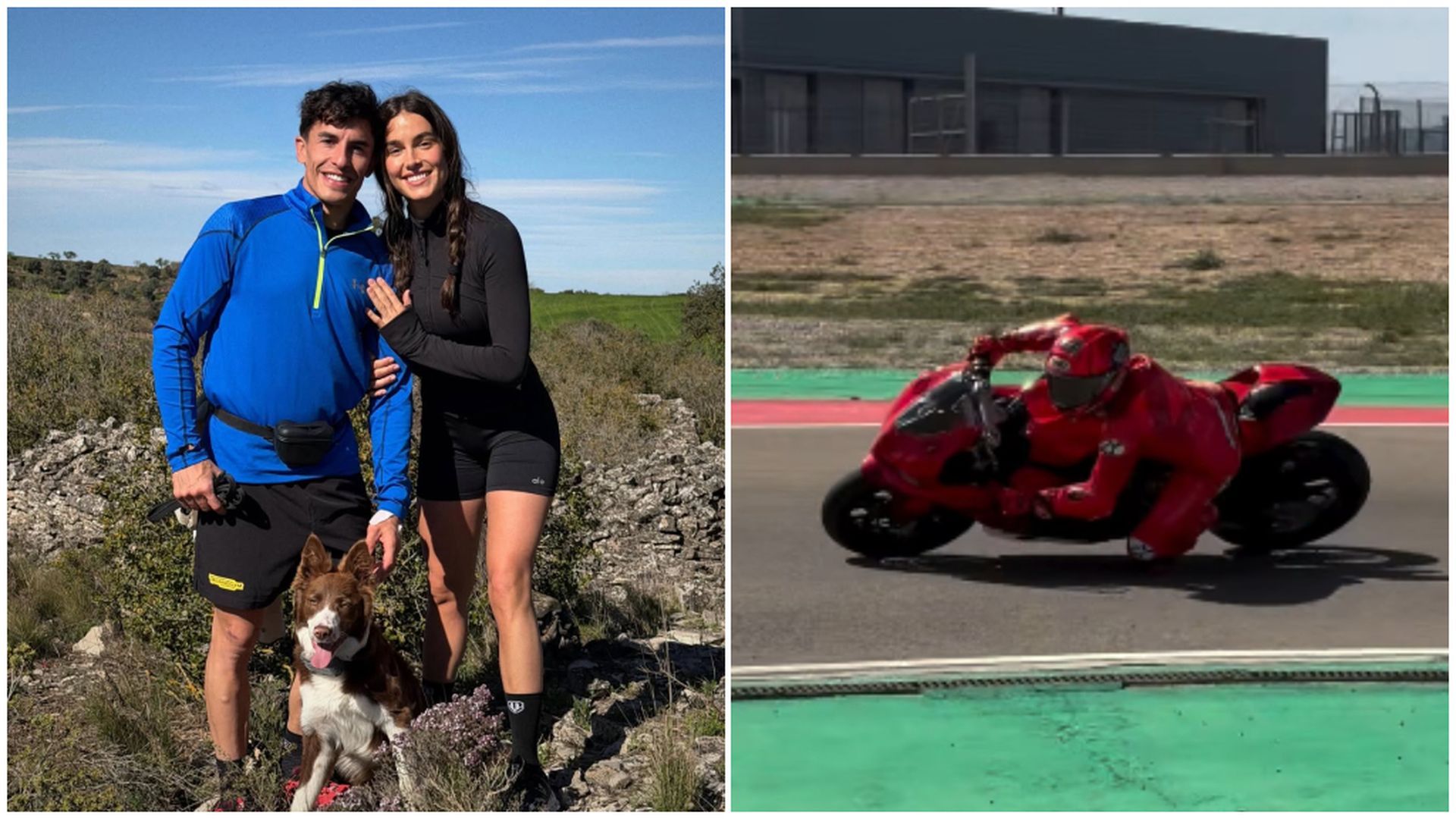 Marc Márquez, con Gemma Pinto y entrenando en Aragón