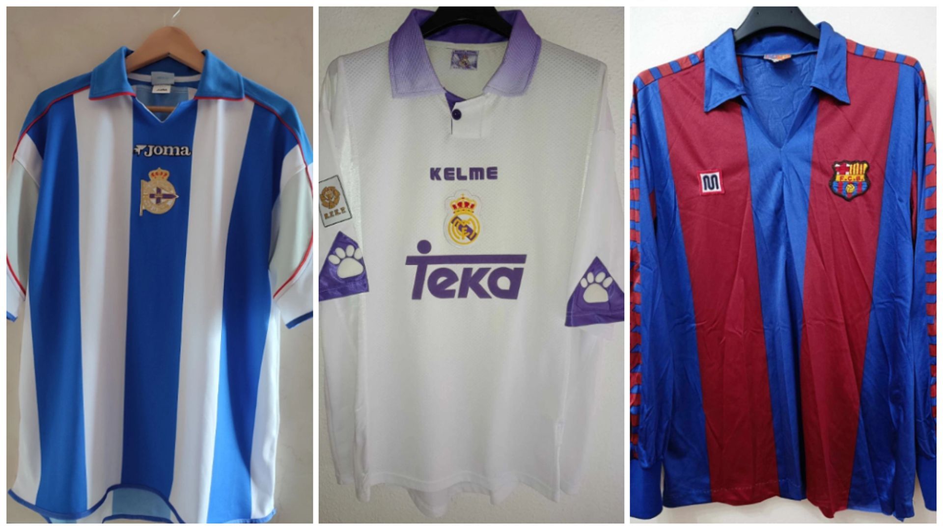 Montaje de las camisetas vintage de fútbol más buscadas en eBay