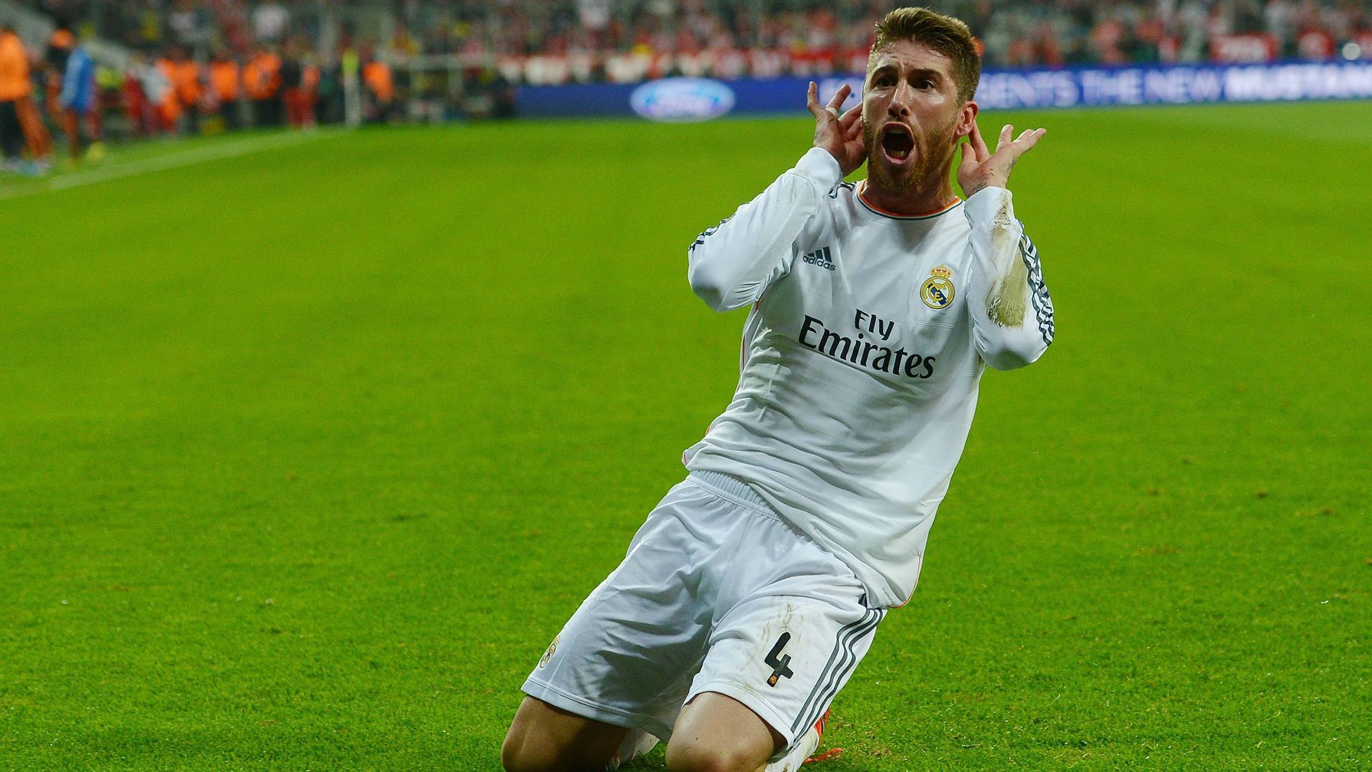 Sergio Ramos celebra un gol en el Allianz Arena.