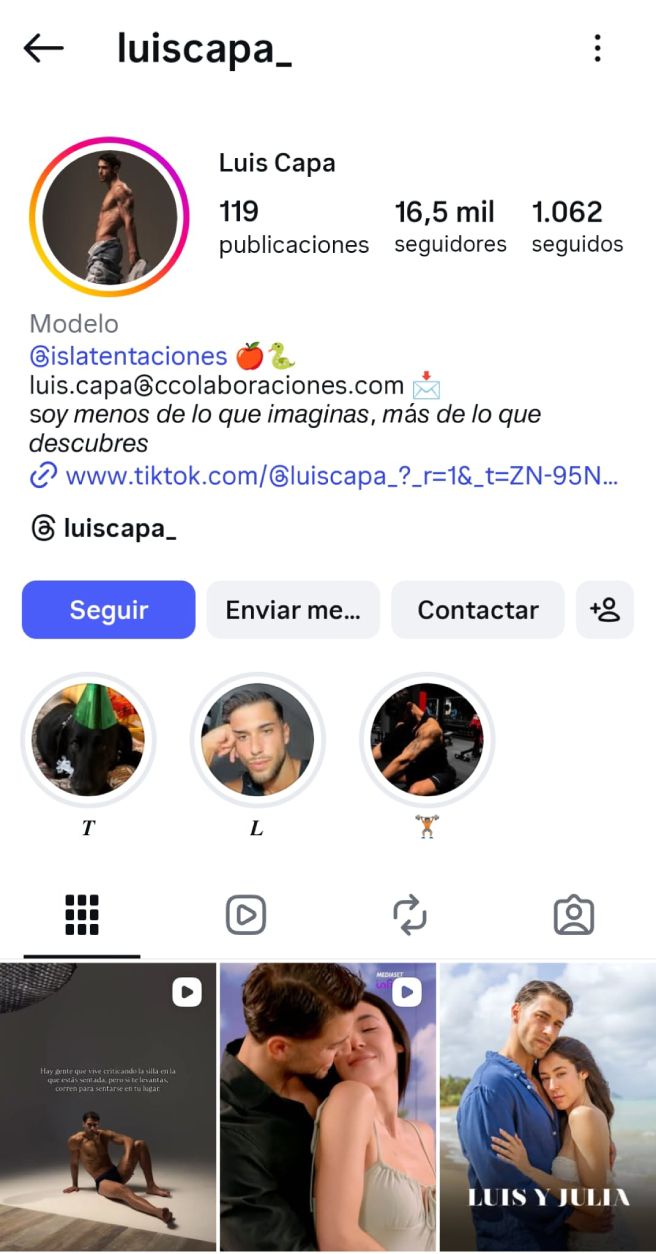 Luis Capa La isla de las tentaciones LIDLT Instagram 2