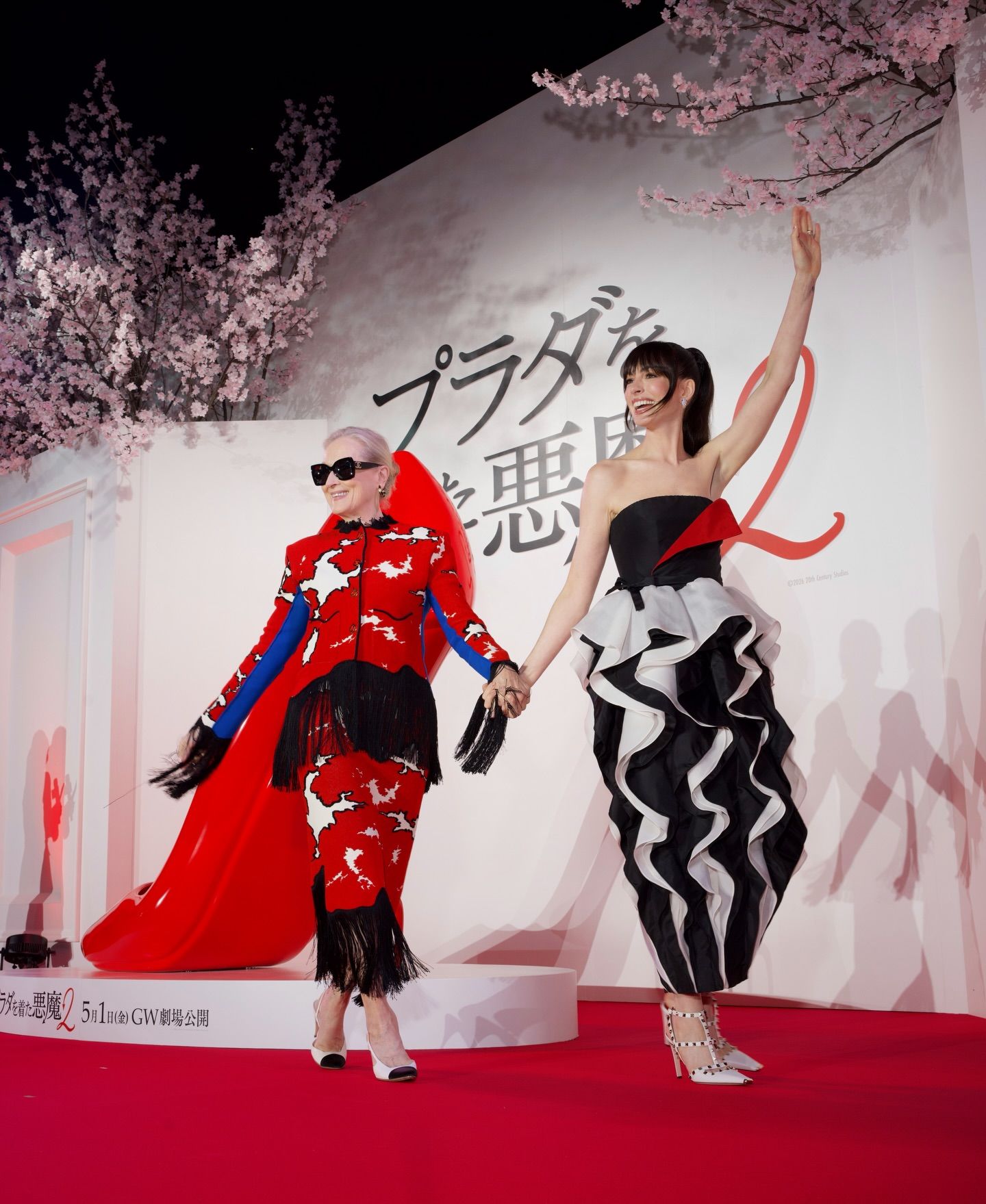 Meryl Streep y Anne Hathaway en la promoción de El diablo se viste de Prada 2