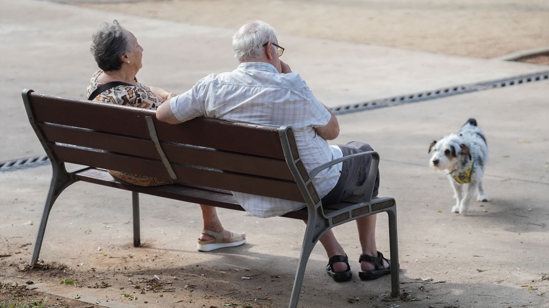 Una pareja de jubilados en un parque