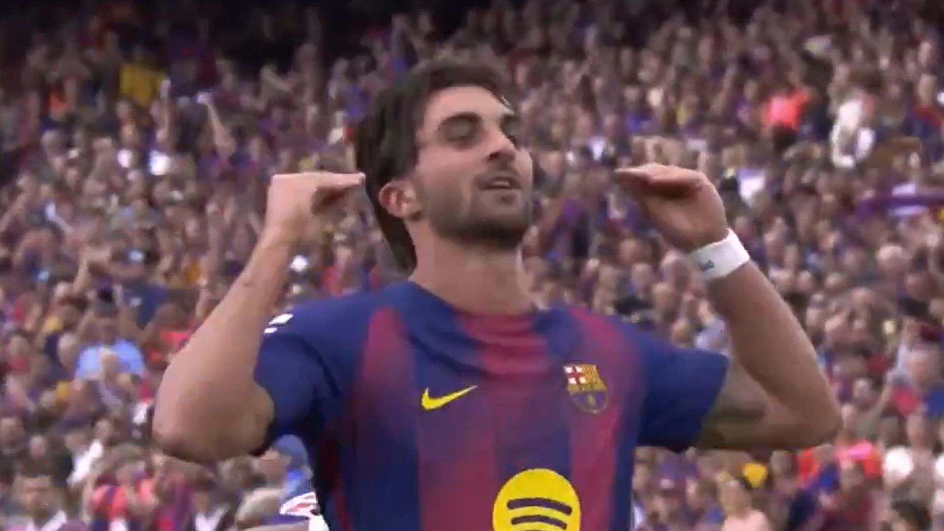 Ferran Torres, celebrando su gol ante el Espanyol