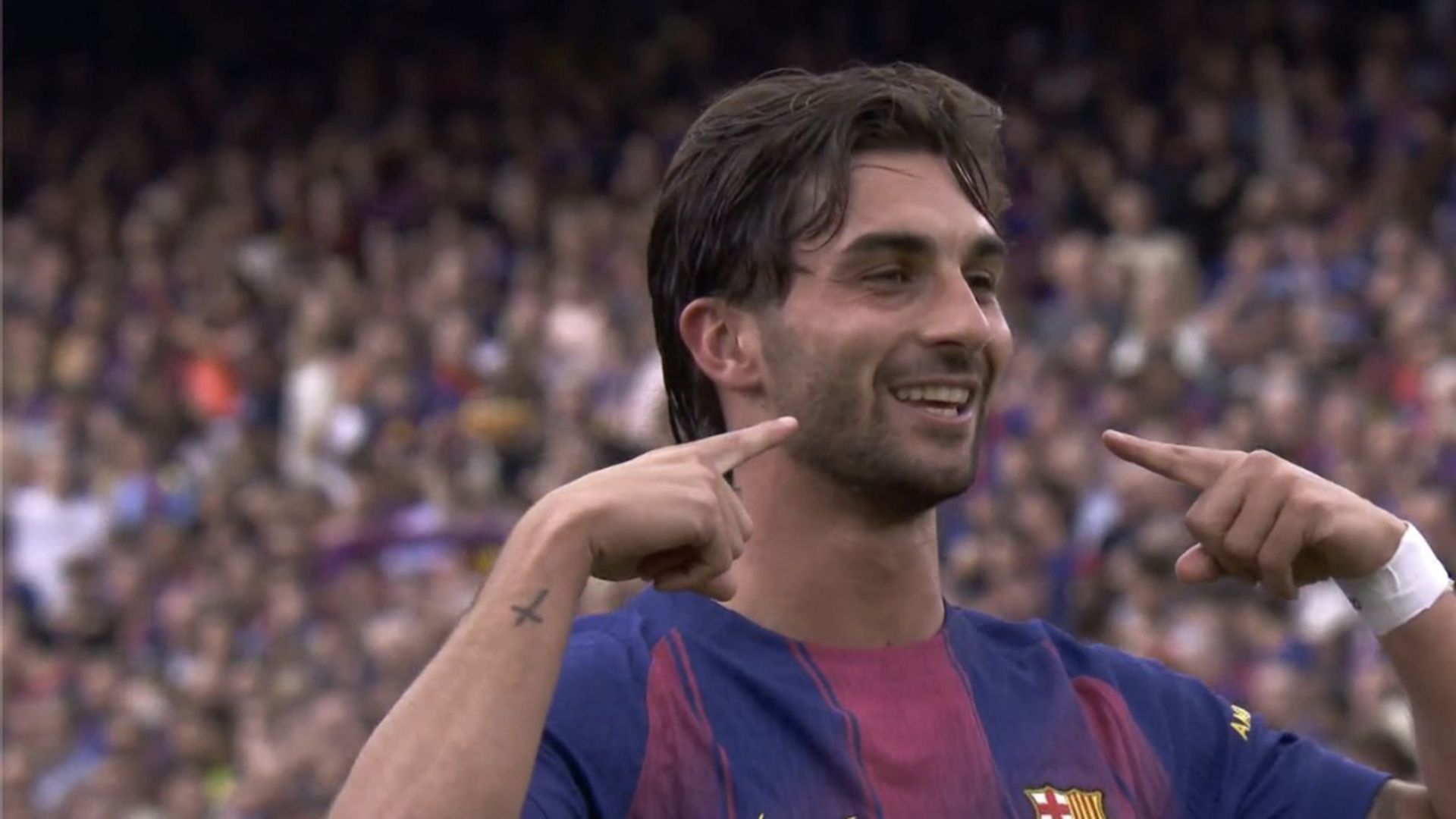 Ferran Torres, celebrando su gol ante el Espanyol