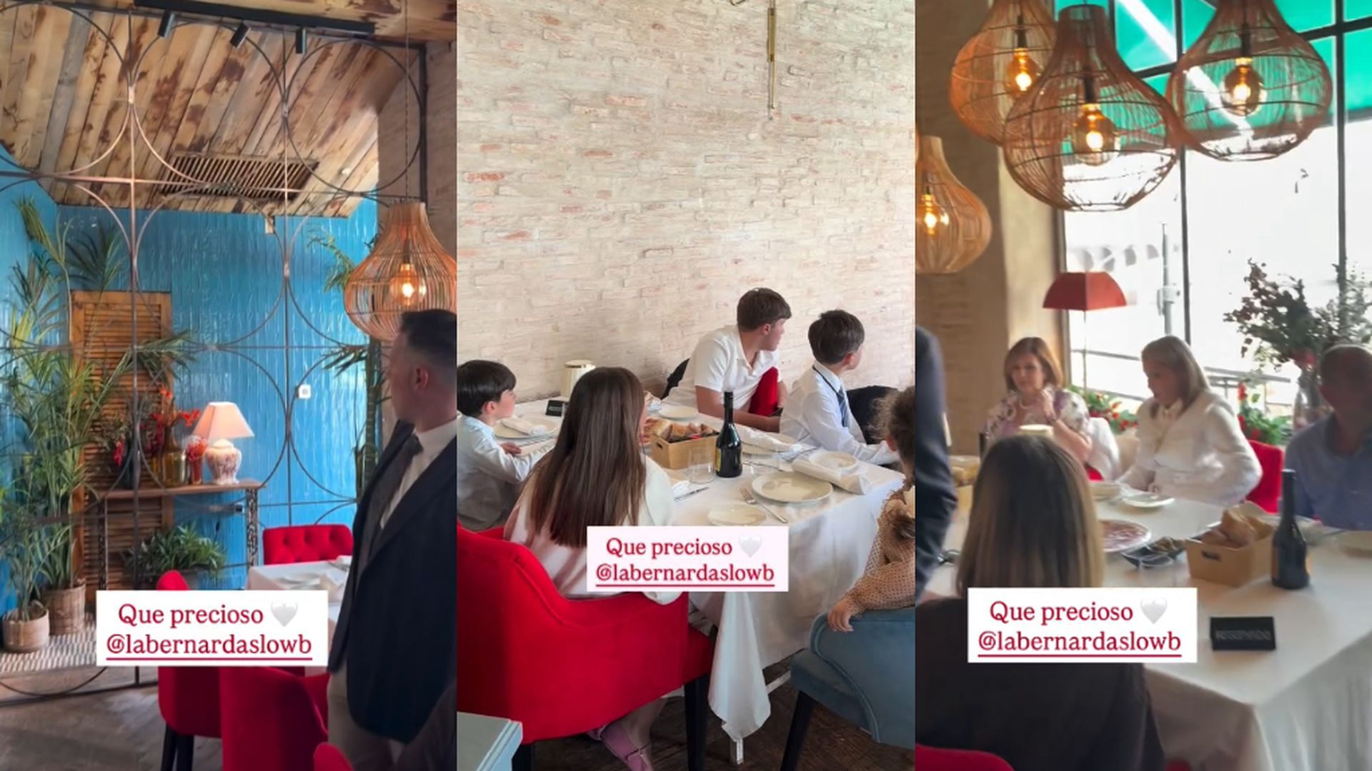 Jota Jr., el hijo de Jessica Bueno, con sus hermanos y su familia en la celebración de su primera comunión