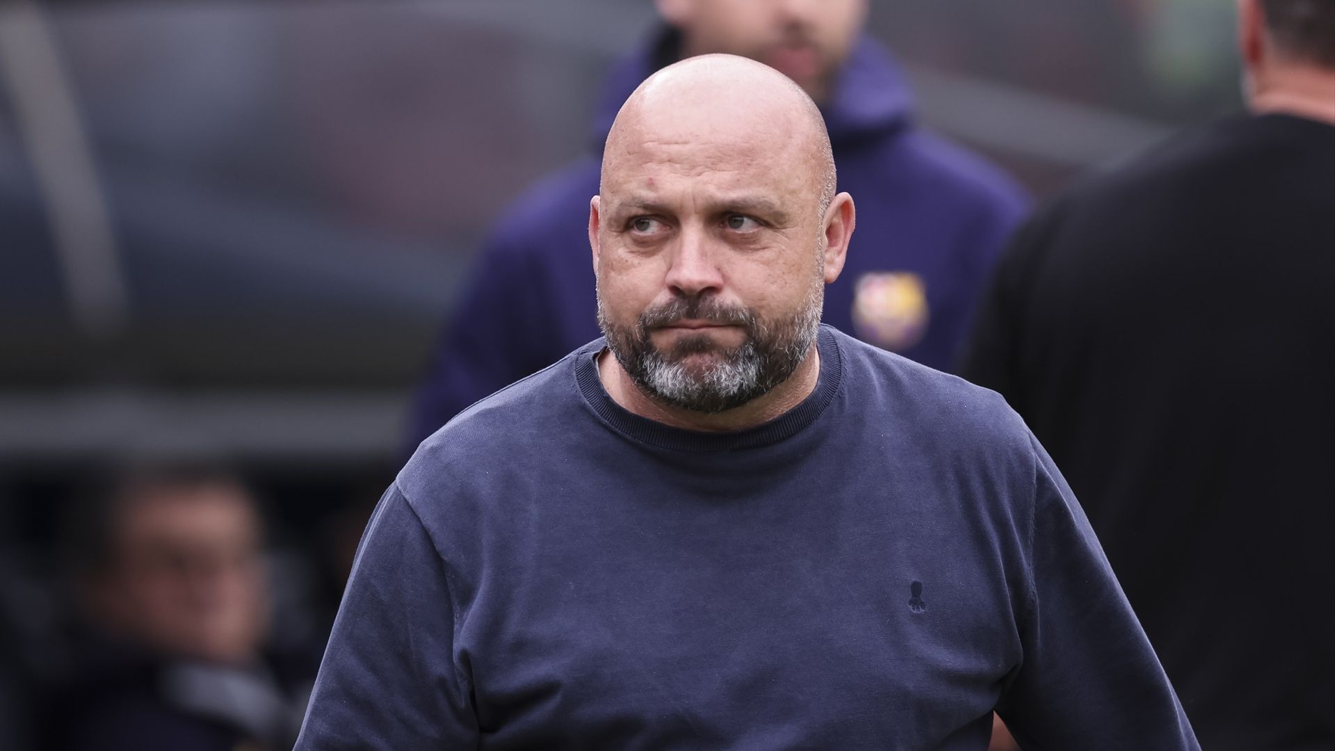 Manolo González, durante el Barcelona-Espanyol