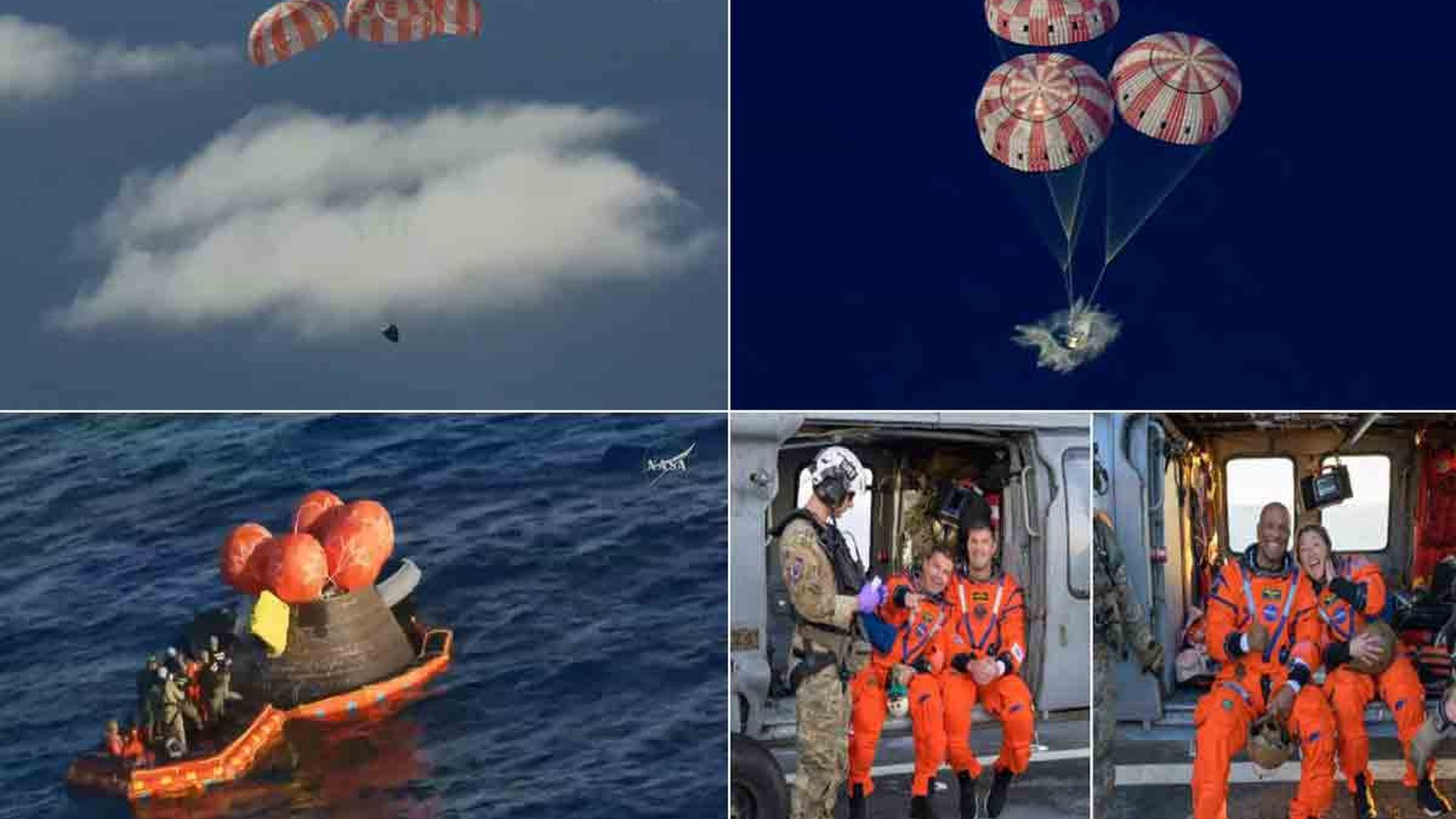 Montaje llegada Artemis a la Tierra