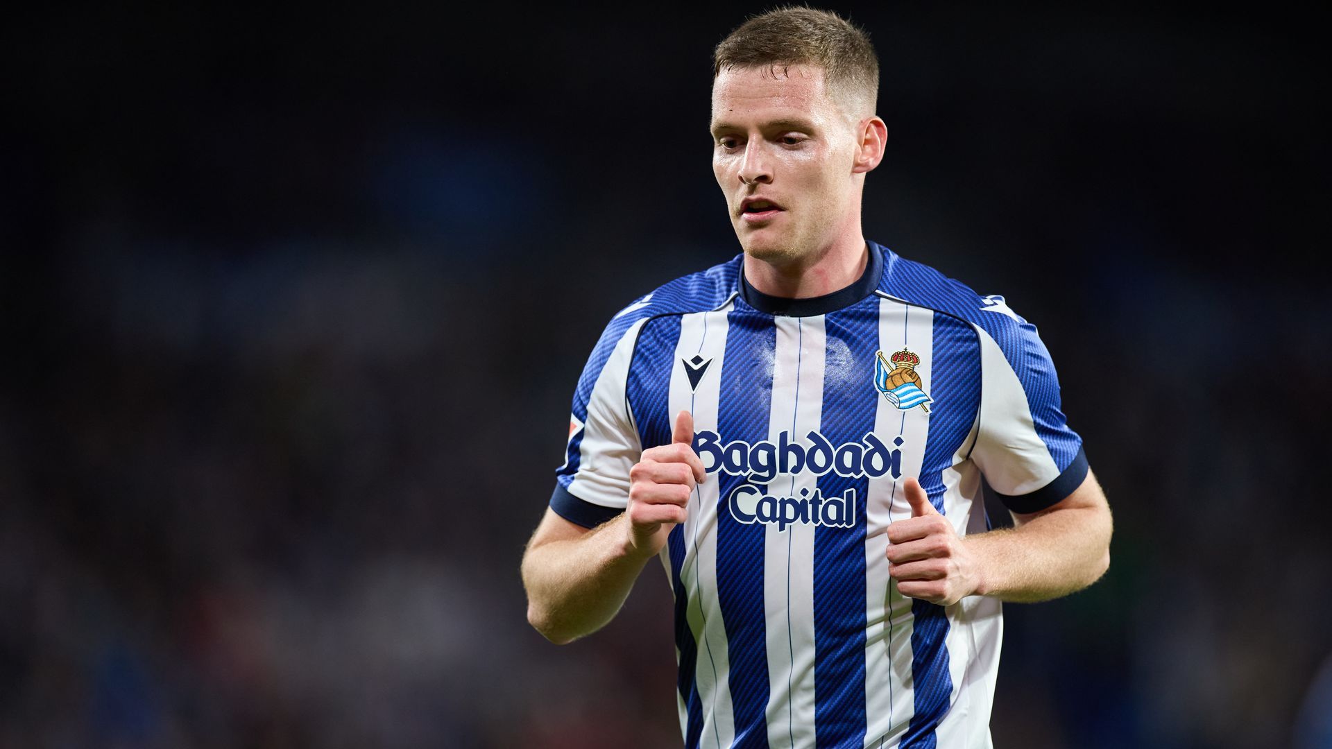 Sergio Gómez durante un partido de la Real Sociedad