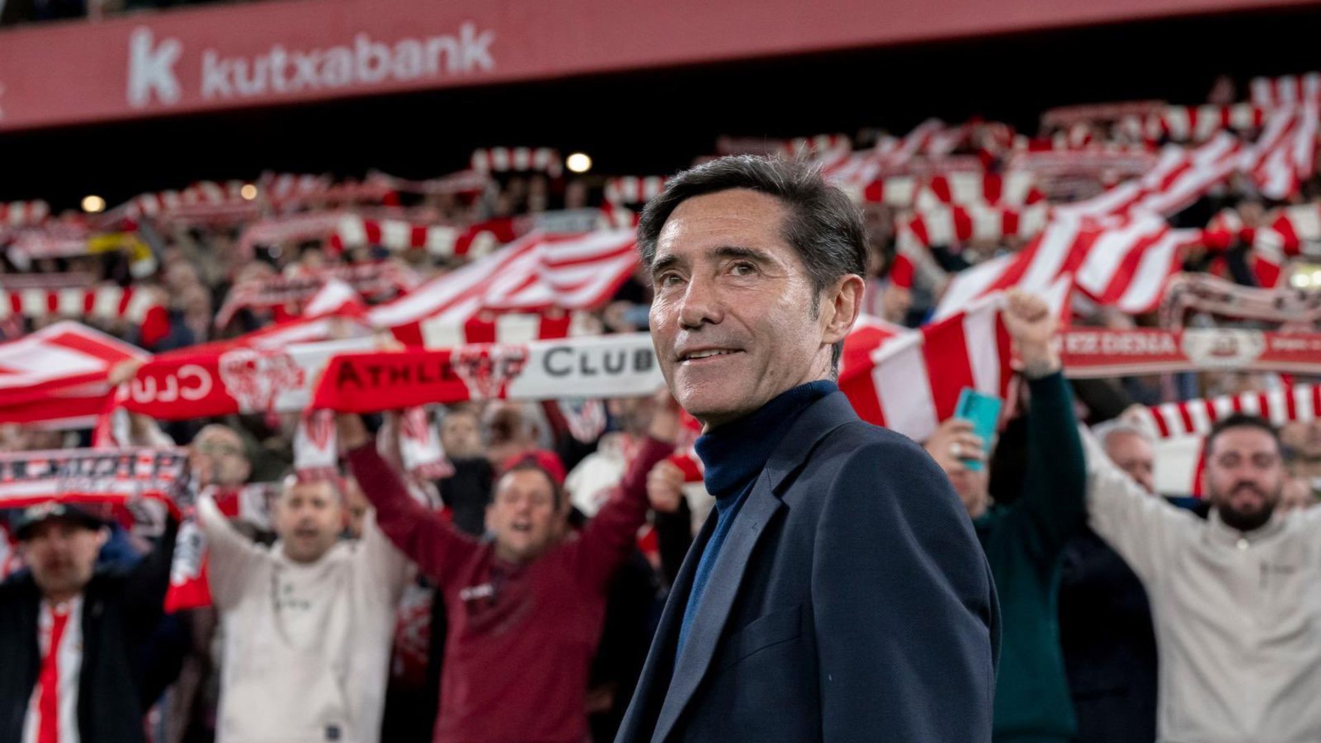 El técnico Marcelino en el partido del Villarreal en San Mamés El técnico Marcelino en el partido del Villarreal en San Mamés
