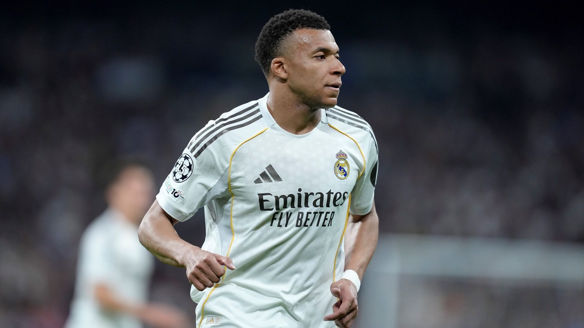 Kylian Mbappé durante un partido de Champions League con el Real Madrid esta temporada