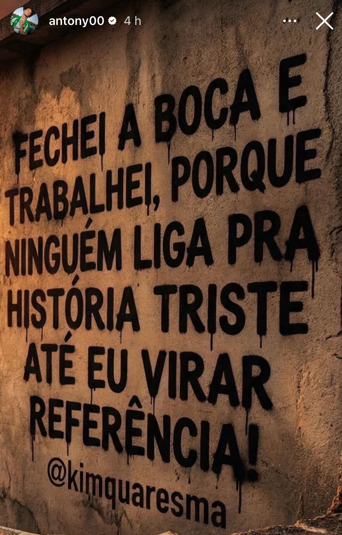 La publicación de Antony en sus redes