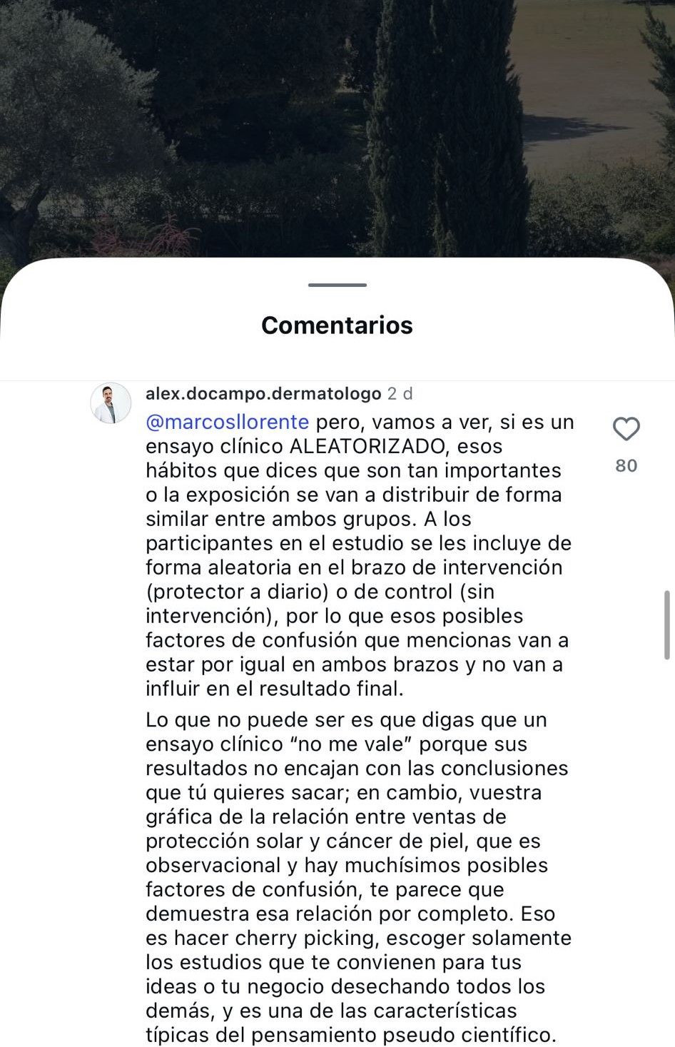 La respuesta de un dermatólogo a Marcos Llorente