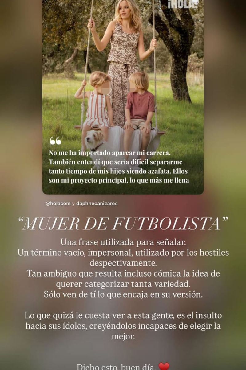 Daphne Cañizares, contraria al uso de la expresión "mujer de futbolista"