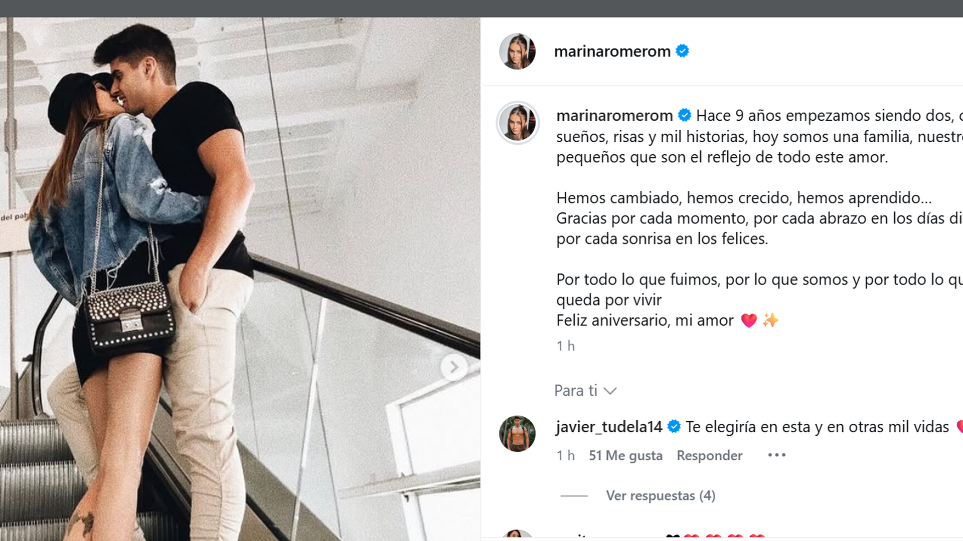 El mensaje de Marina Romero a Javier Tudela