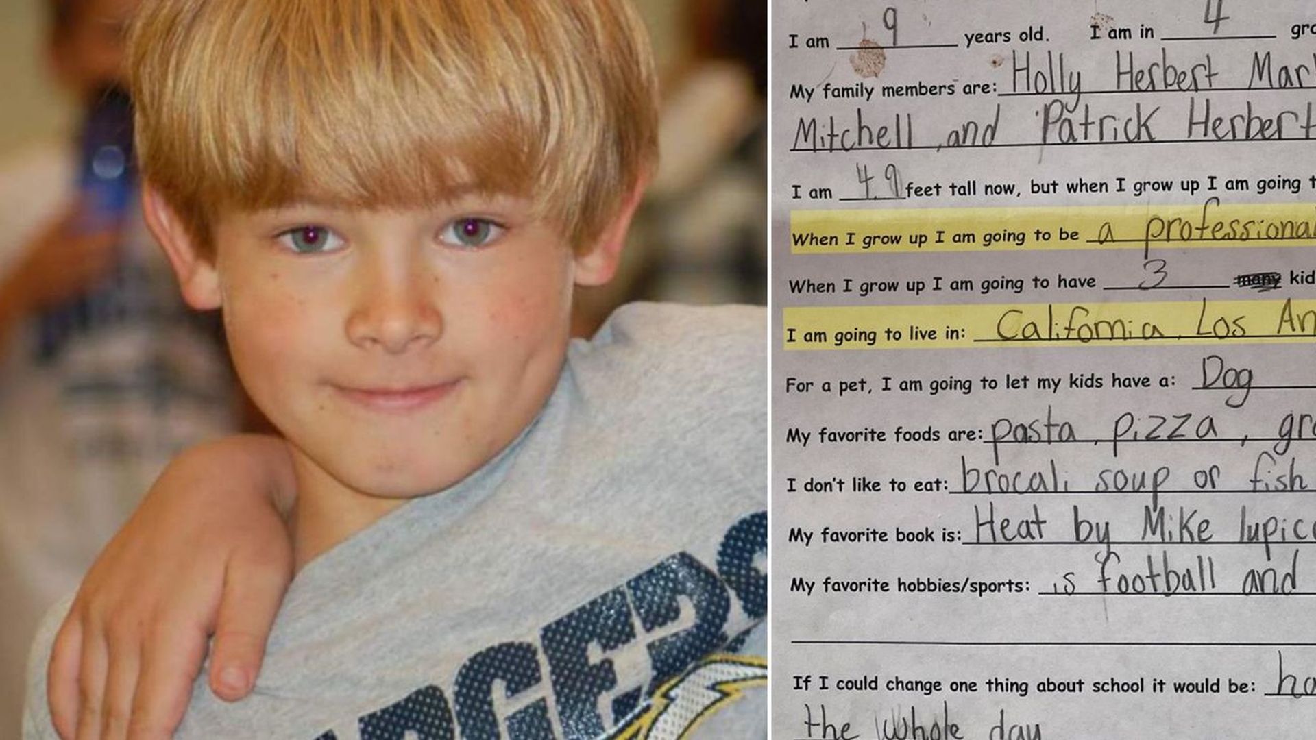 Justin Herbert con sólo 9 años ya preveía su futuro en la NFL