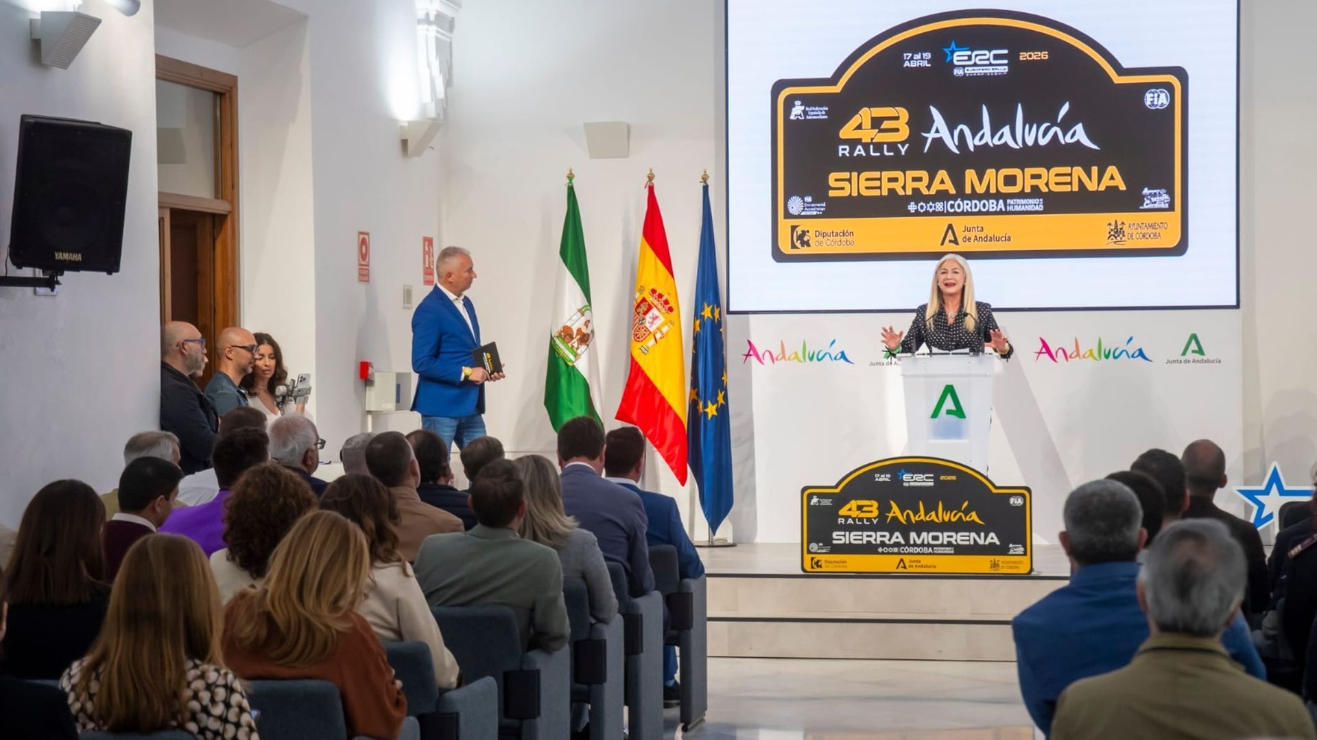 Patricia del Pozo, en la presentación del Rally de Andalucía Sierra Morena-Córdoba Patrimonio de la Humanidad