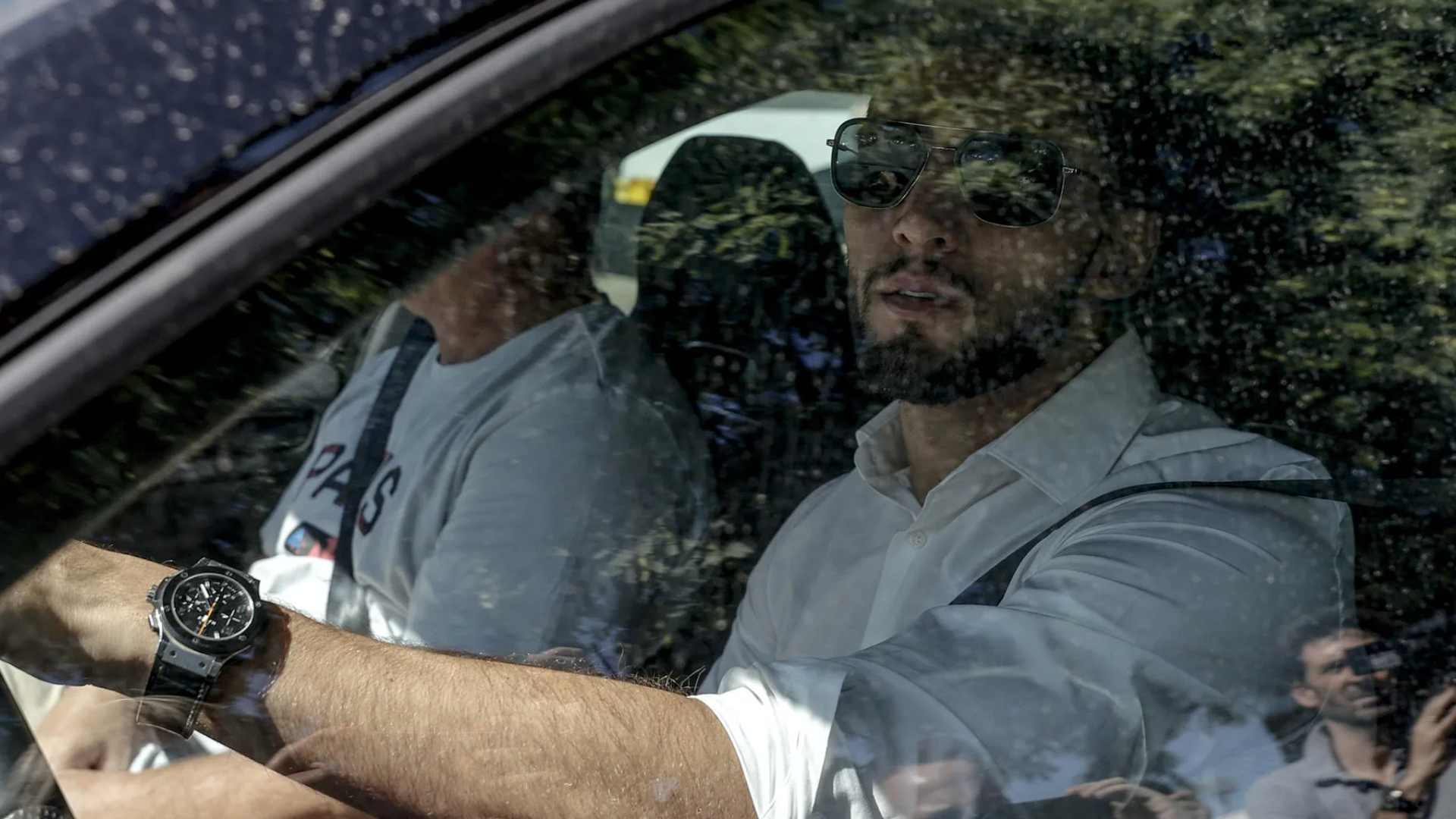 Rafa Mir en coche tras el juicio por agresión sexual