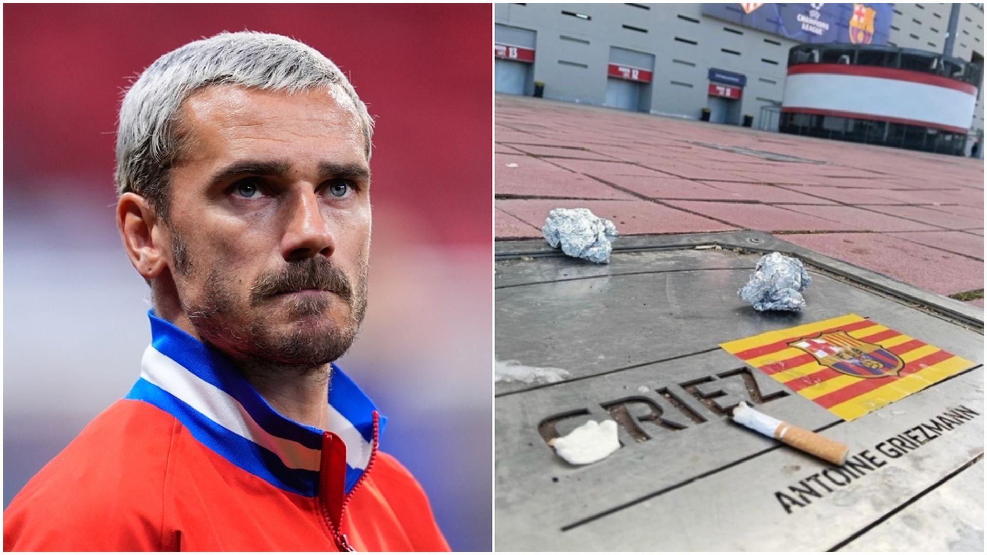 Antoine Griezmann y su placa antes del Atlético de Madrid - FC Barcelona Antoine Griezmann y su placa antes del Atlético de Madrid - FC Barcelona