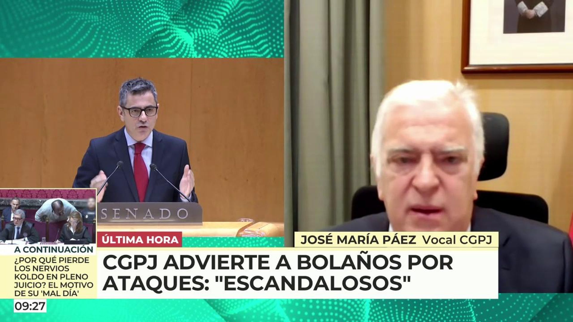 El vocal del Consejo General del Poder Jucidial (CGPJ), José María Páez, habla de Félix Bolaños en 'El Programa de Ana Rosa'