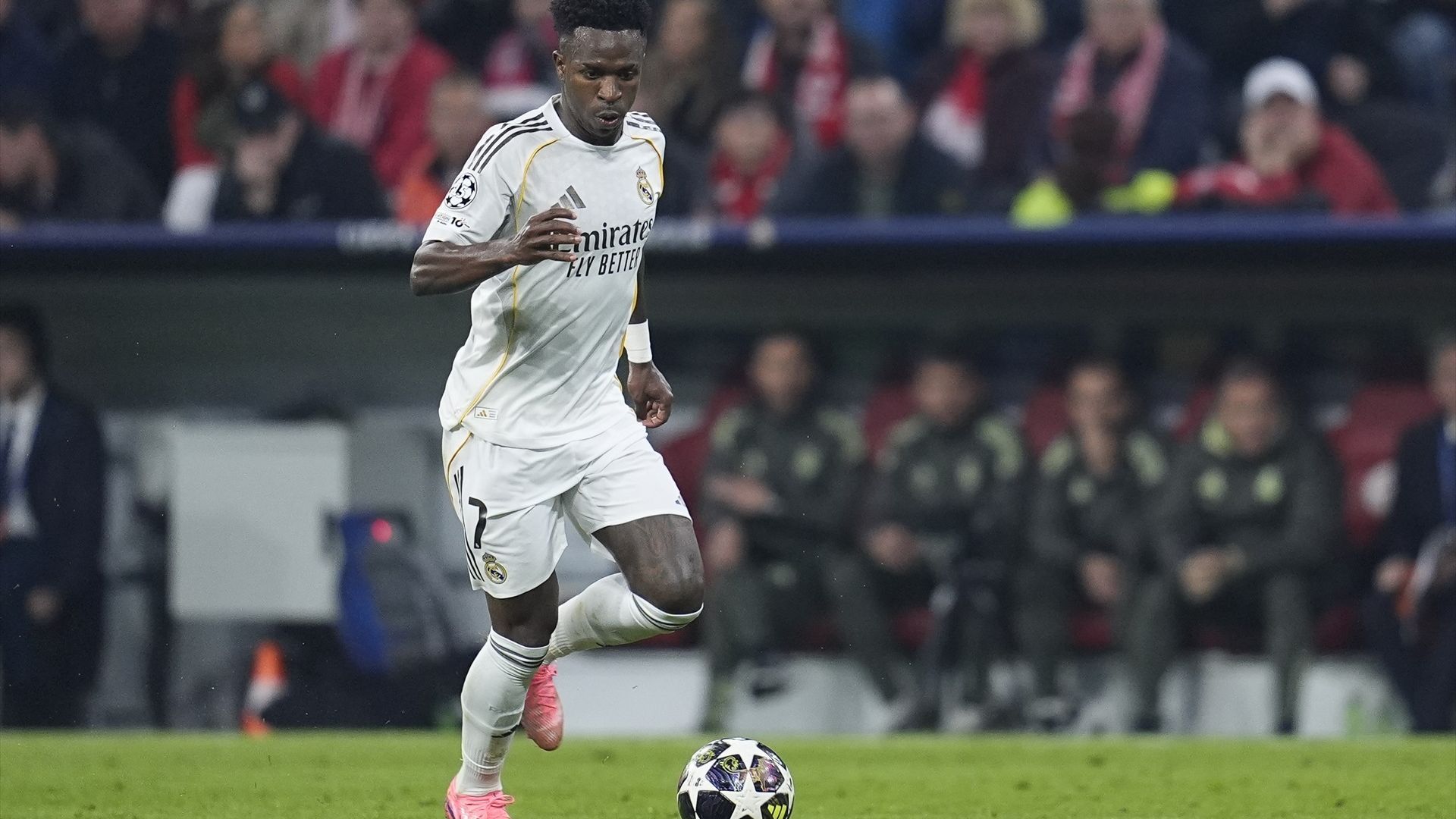 Vinicius, en el Bayern-Real Madrid