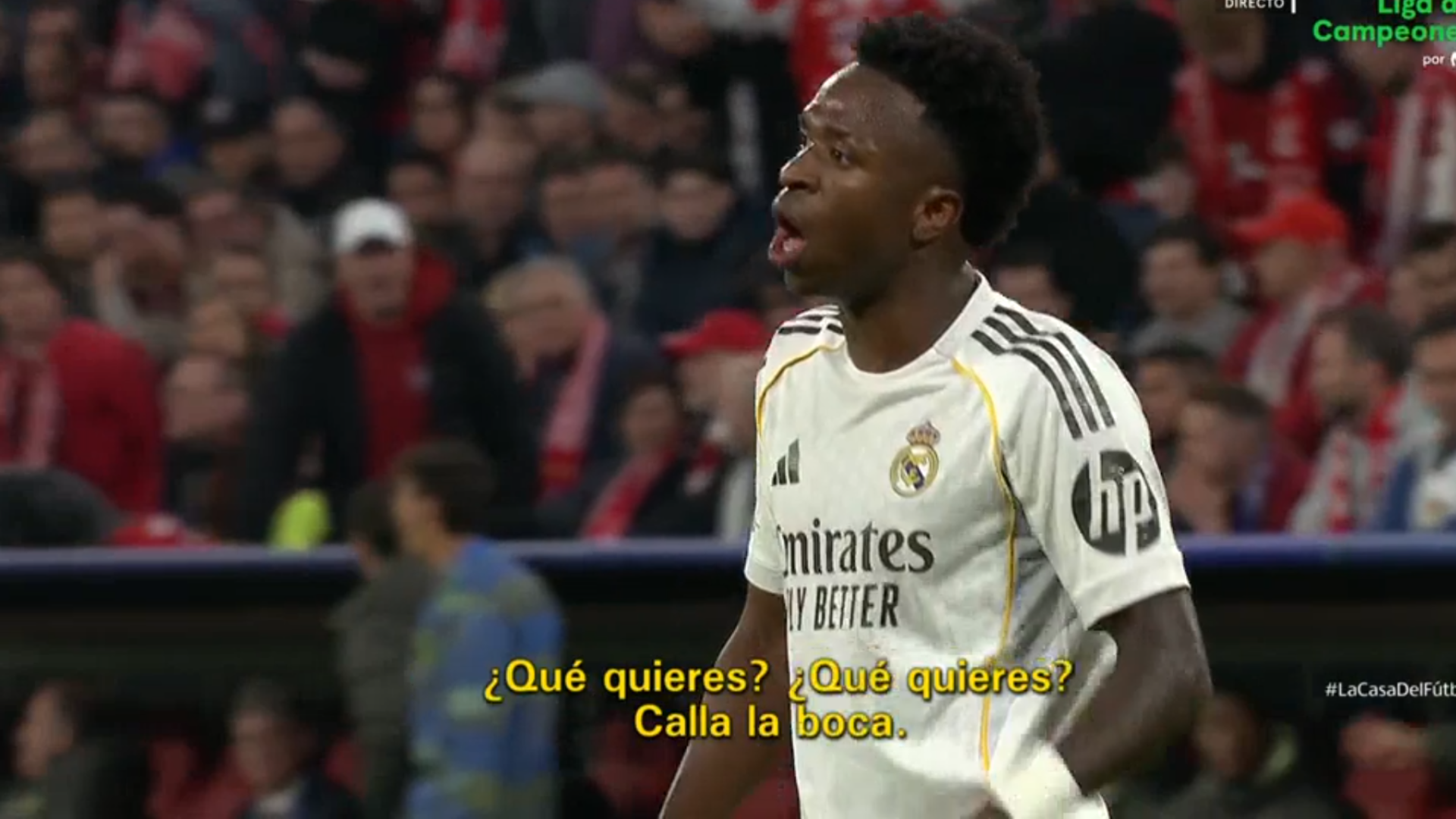 Vinicius mandó a callar a Bellingham en el Bayern-Real Madrid