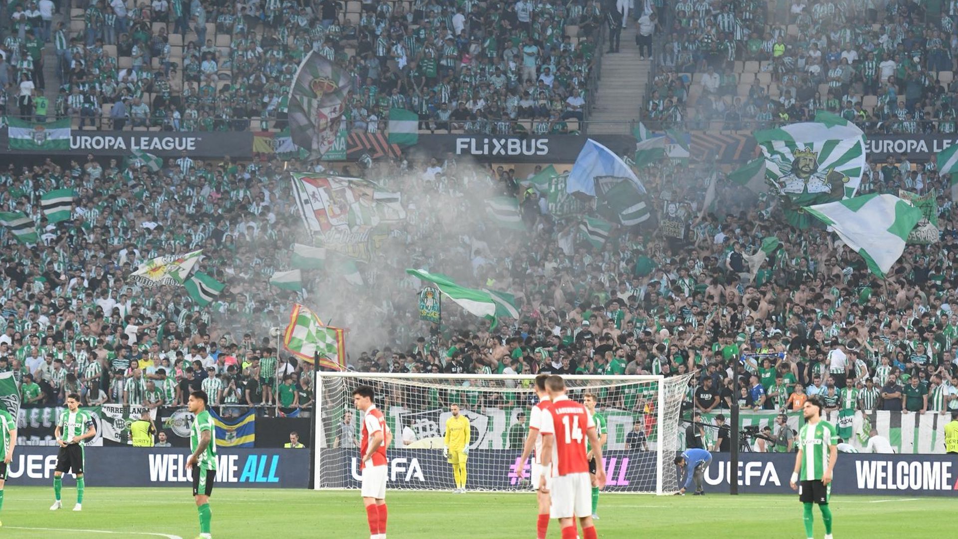 La afición del Betis durante el partido frente al Braga
