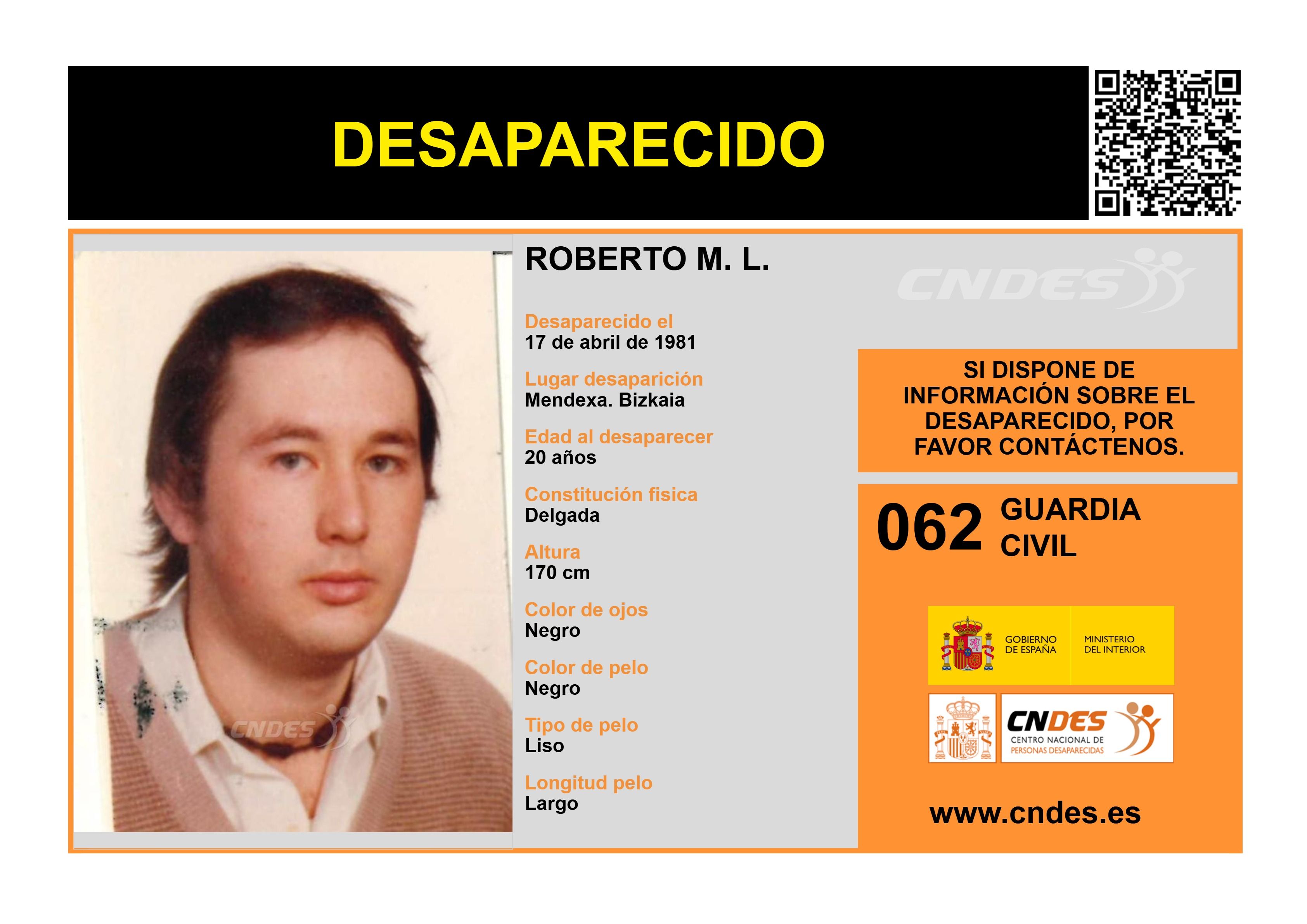 La alerta vigente por la desaparición de Roberto en Mendexa