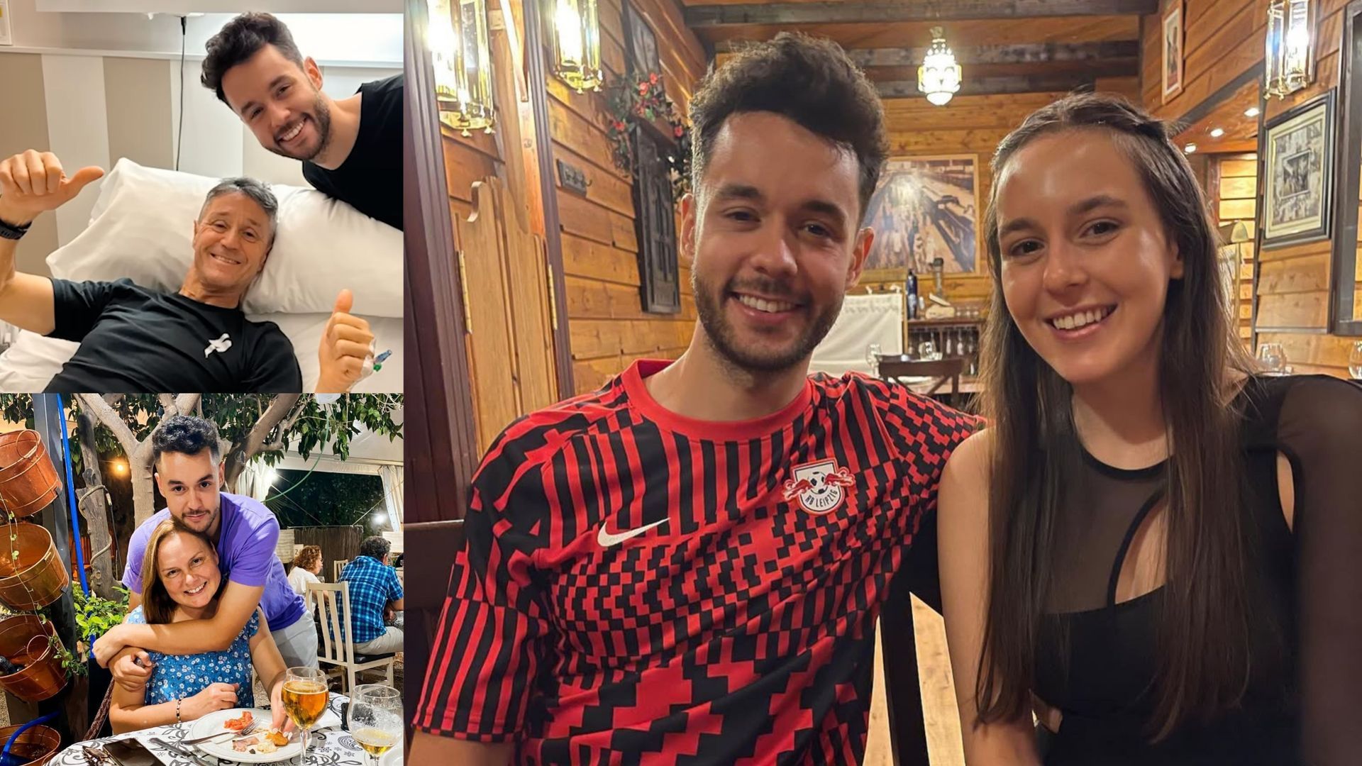 Montaje de The Grefg con su padre (arriba, izq.), con su madre (abajo, izq) y con su hermana, Lidia (foto principal)