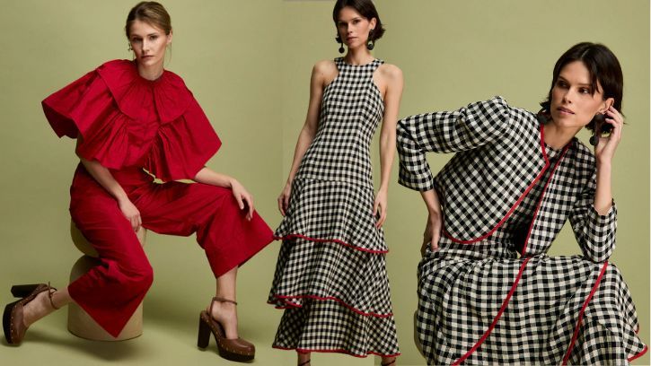 A la izquierda, el conjunto Pastora. A la derecha, el vestido Vito. Todo de Vogana