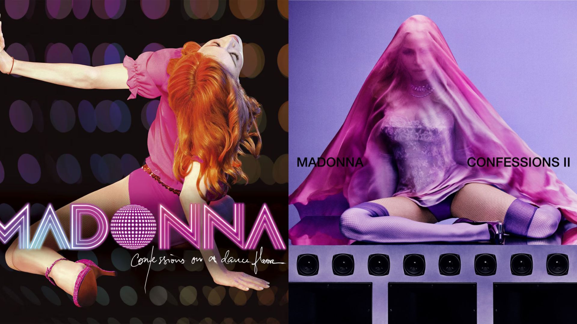 Fotomontaje de los discos de Madonna