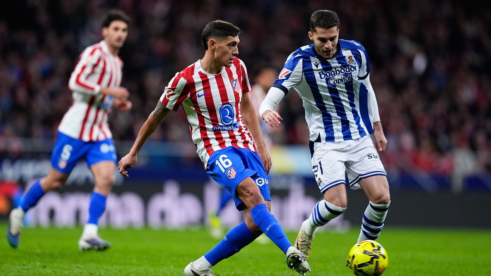 Nahuel Molina y Arsen Zahkaryan en un Atlético de Madrid - Real Sociedad esta temporada