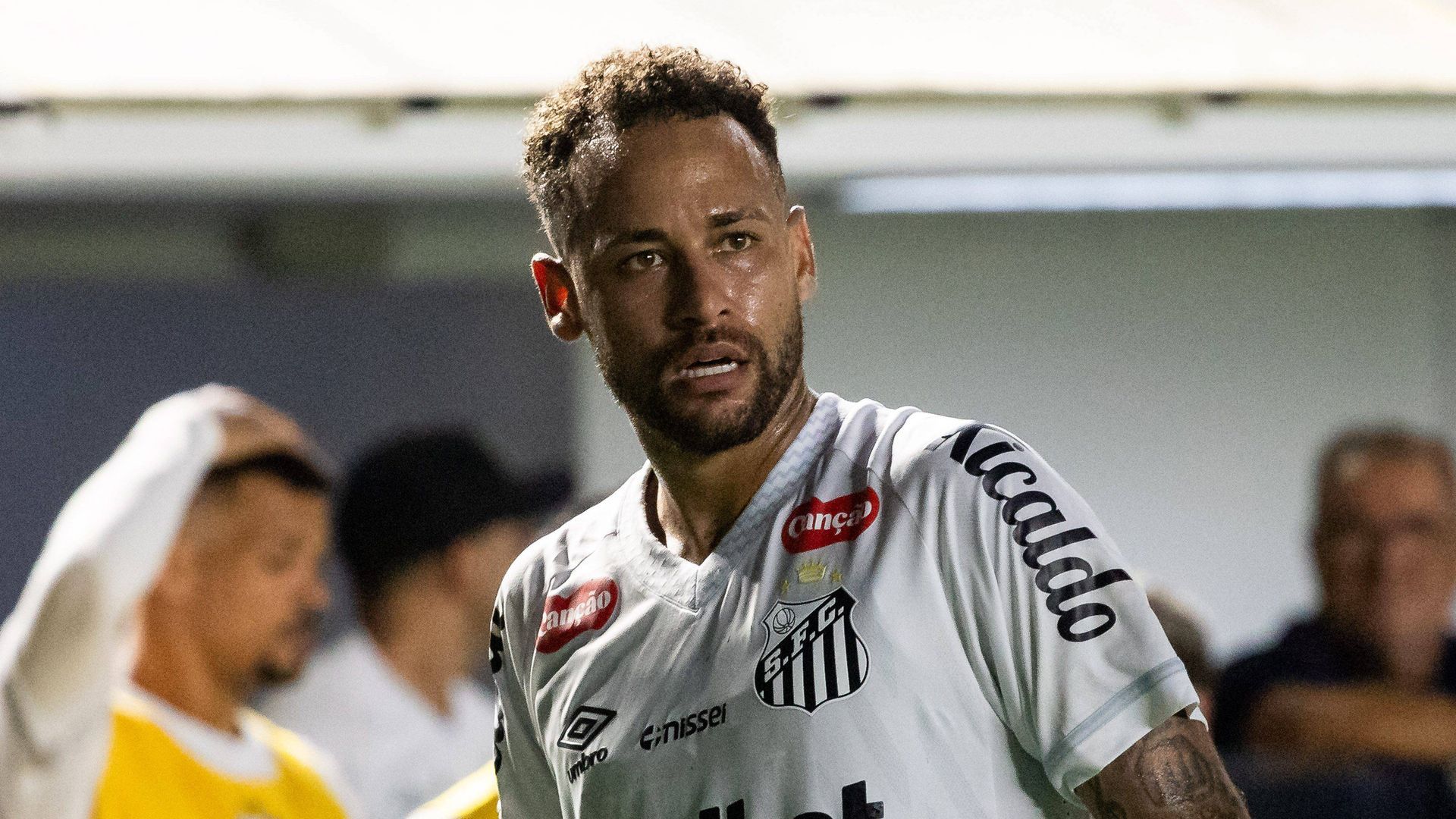 Neymar Junior durante un partido de Santos esta temporada