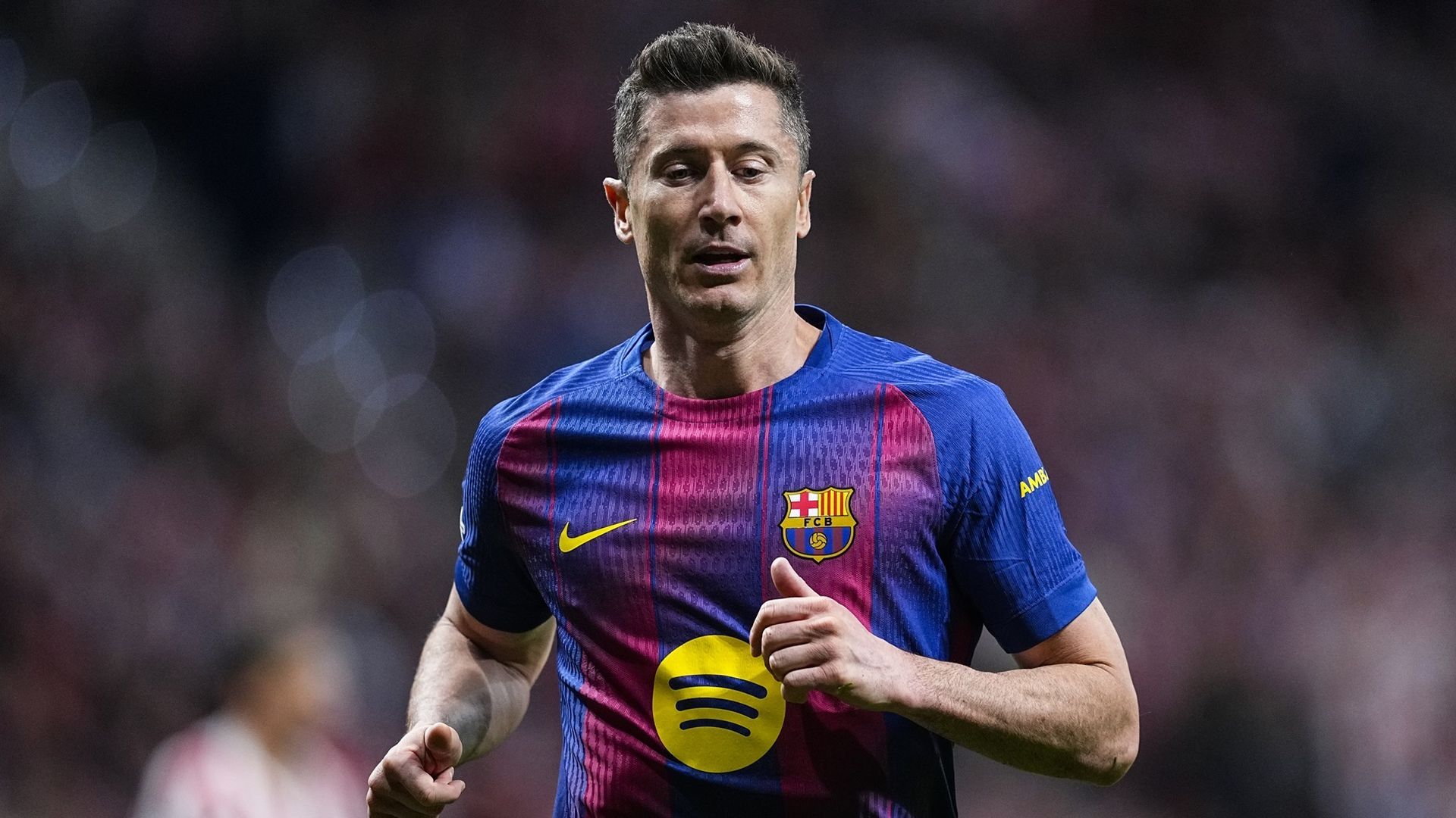 Robert Lewandowski durante un partido del FC Barcelona esta temporada