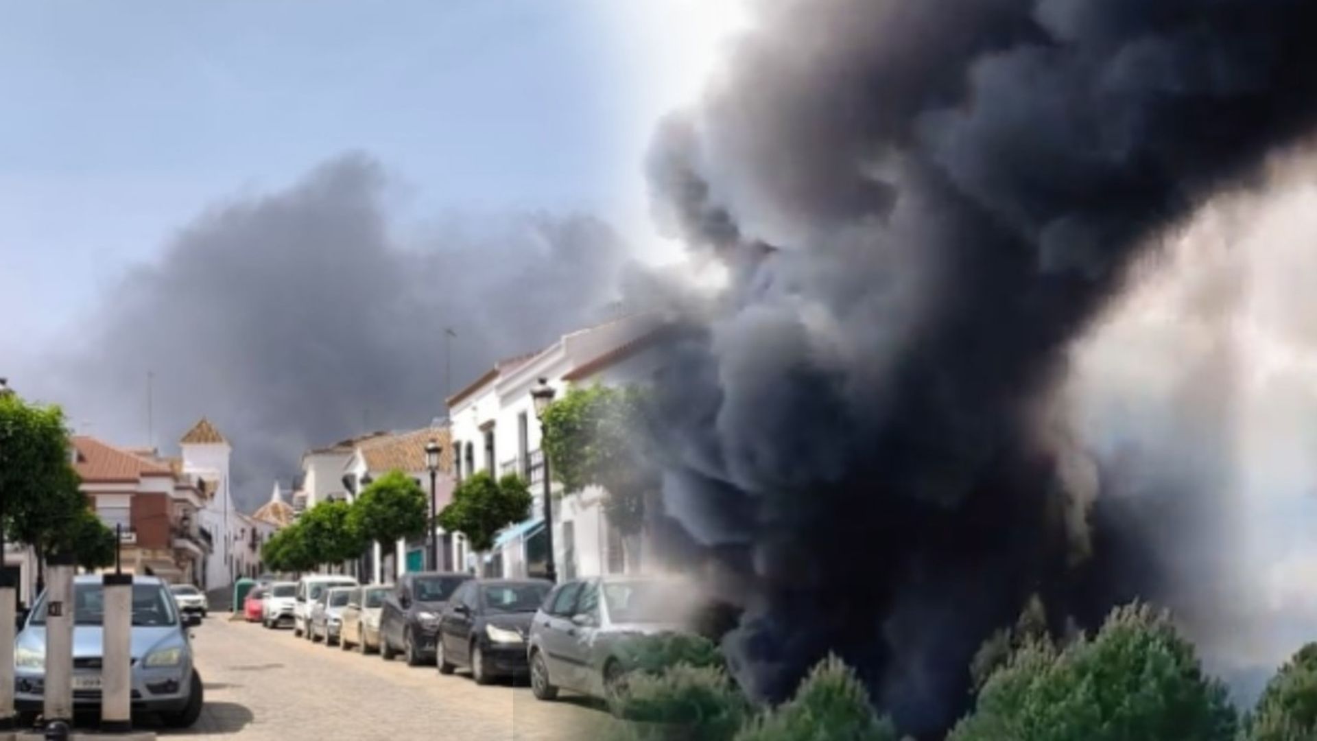 Un incendio en la antigua planta de residuos de Almonte, Huelva, obliga a supervisar la zona por riesgo de propagación de las llamas