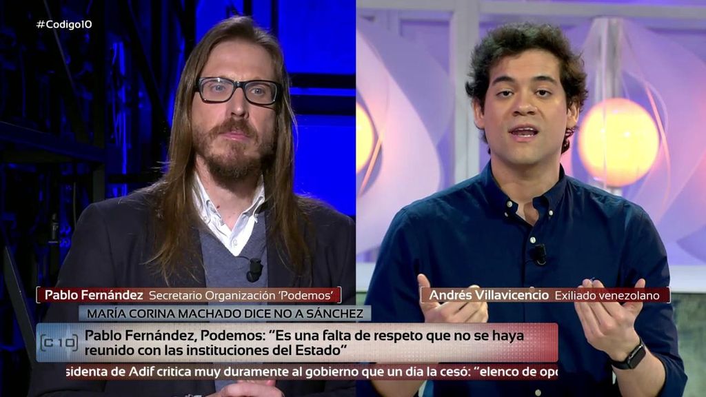 Tensión entre Pablo Fernández y el exiliado venezolano Andrés Villavicencio por la visita de María Corina Machado: "Nos veremos en los tribunales"