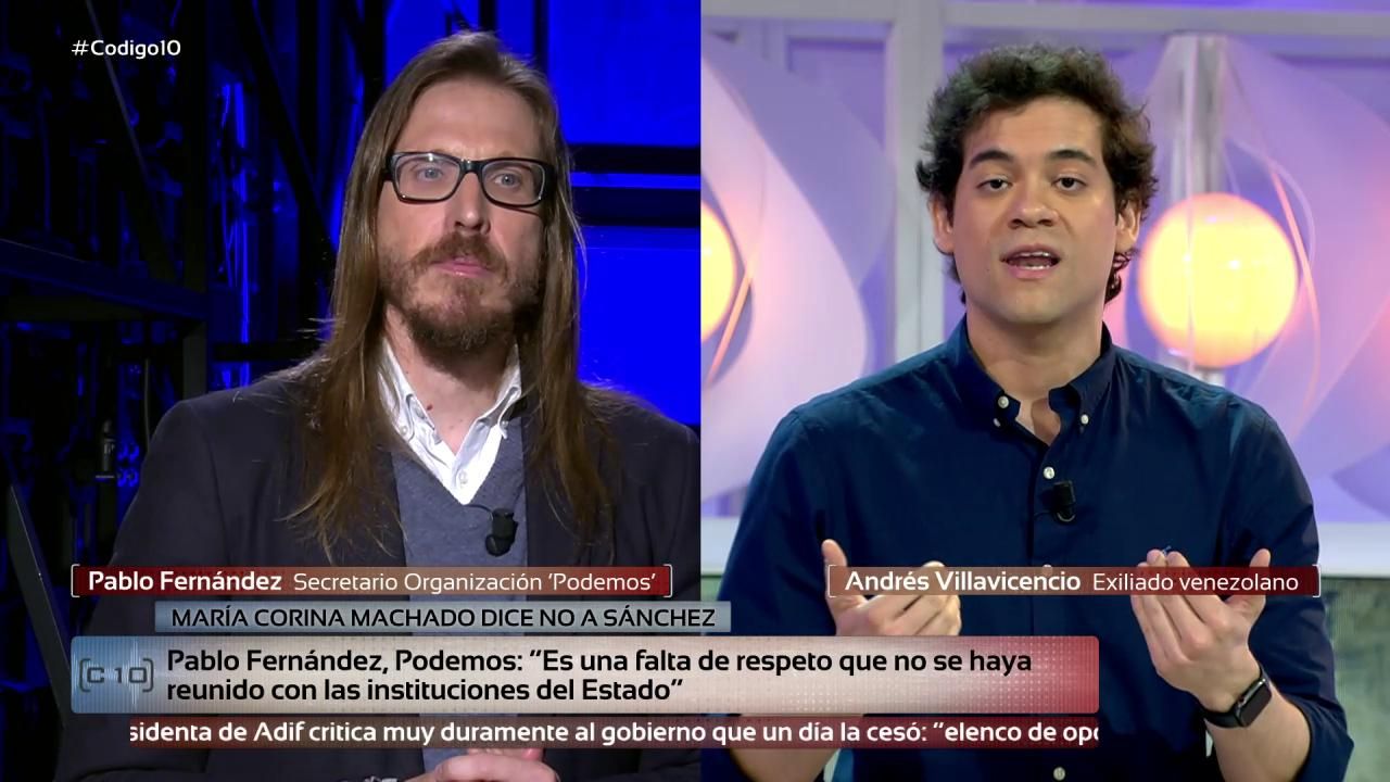 Tensión entre Pablo Fernández y el exiliado venezolano Andrés Villavicencio por la visita de María Corina Machado: 