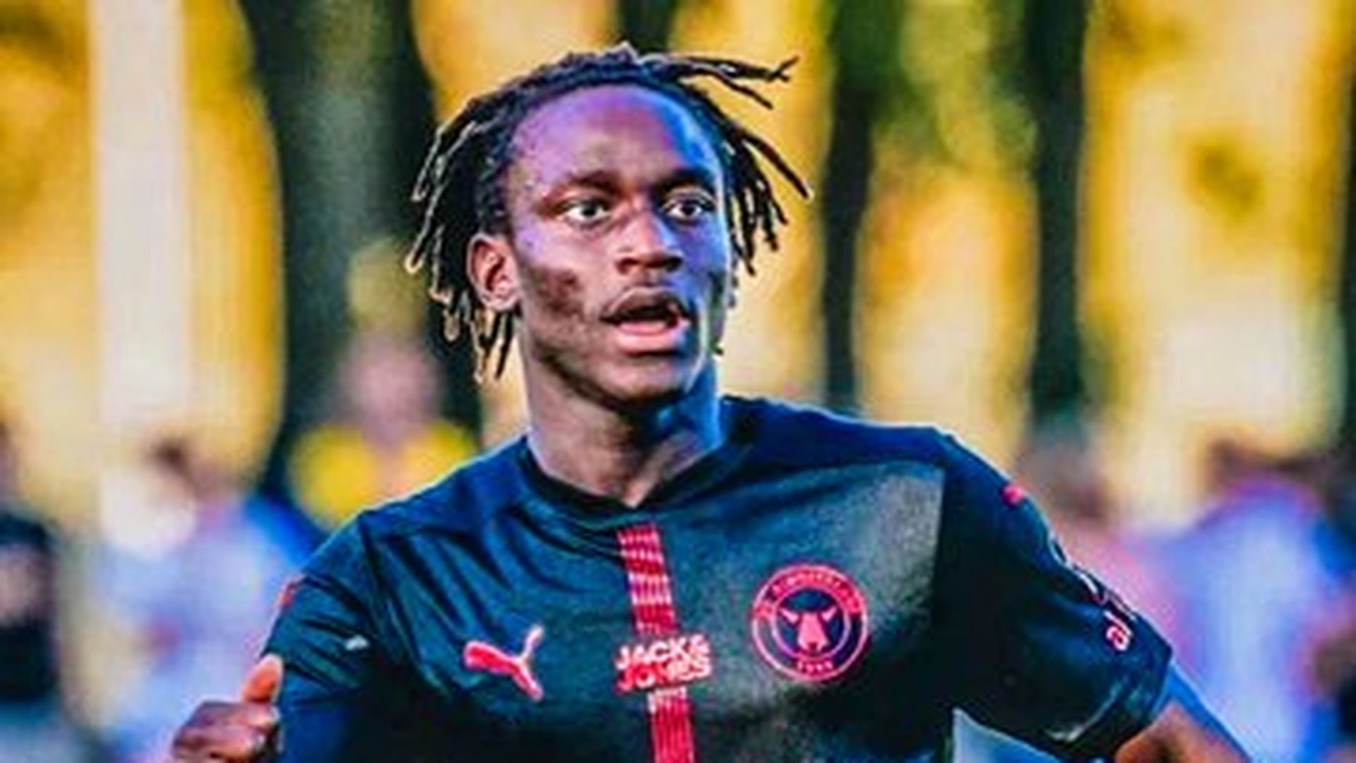 Alamara Djabi durante un partido del Midtjylland