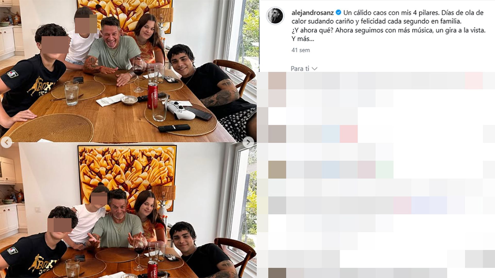 Alejandro Sanz y sus cuatro hijos