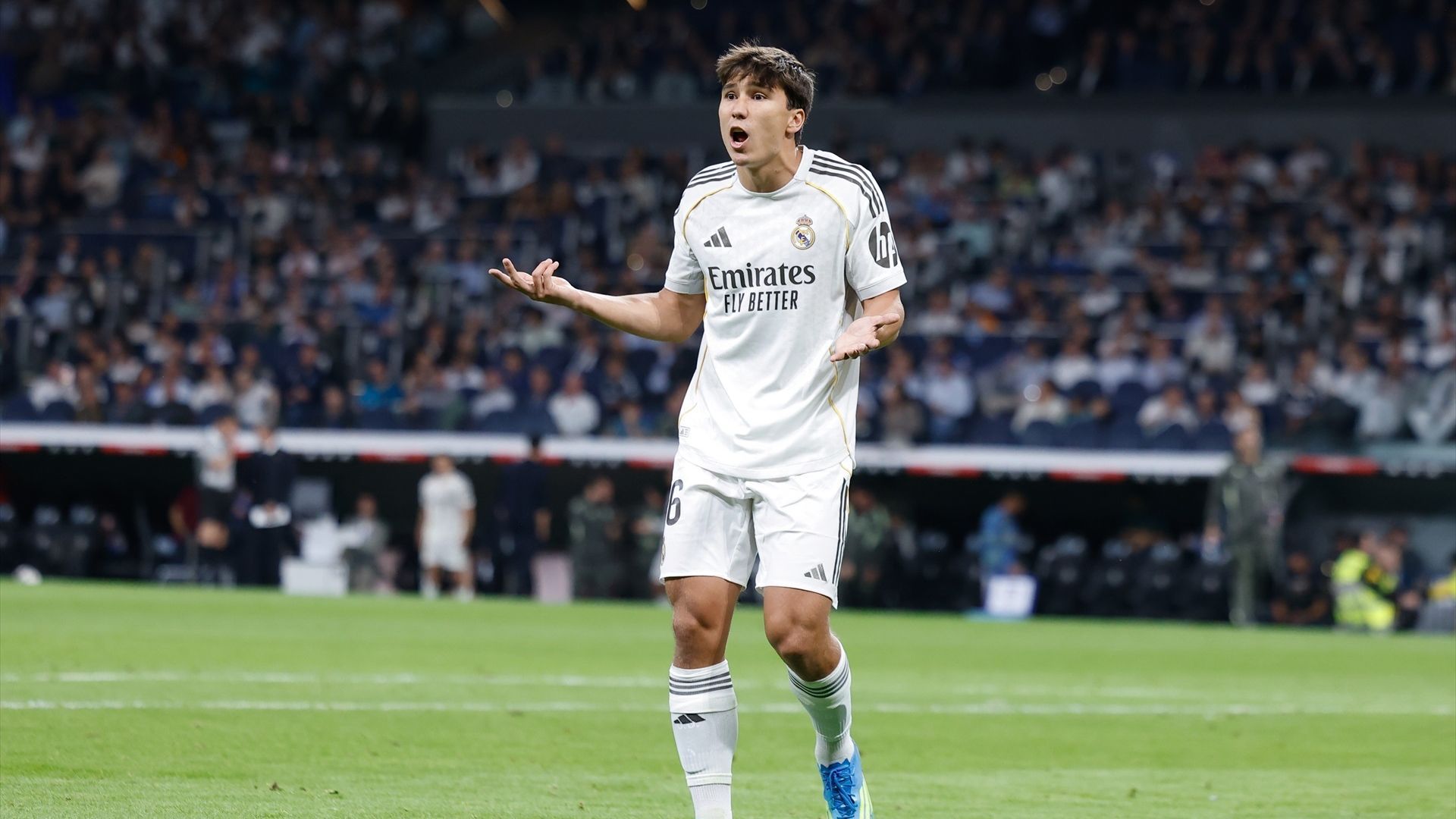 Gonzalo García, en un partido del Real Madrid