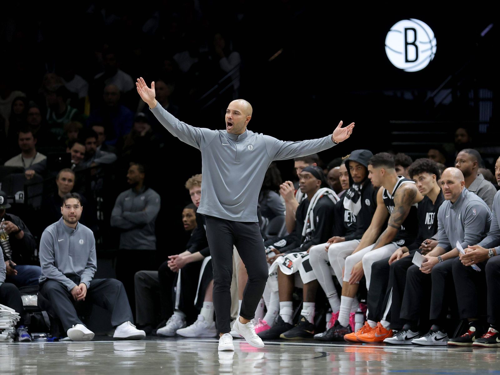 Jordi Fernández durante un partido de los Brooklyn Nets esta temporada
