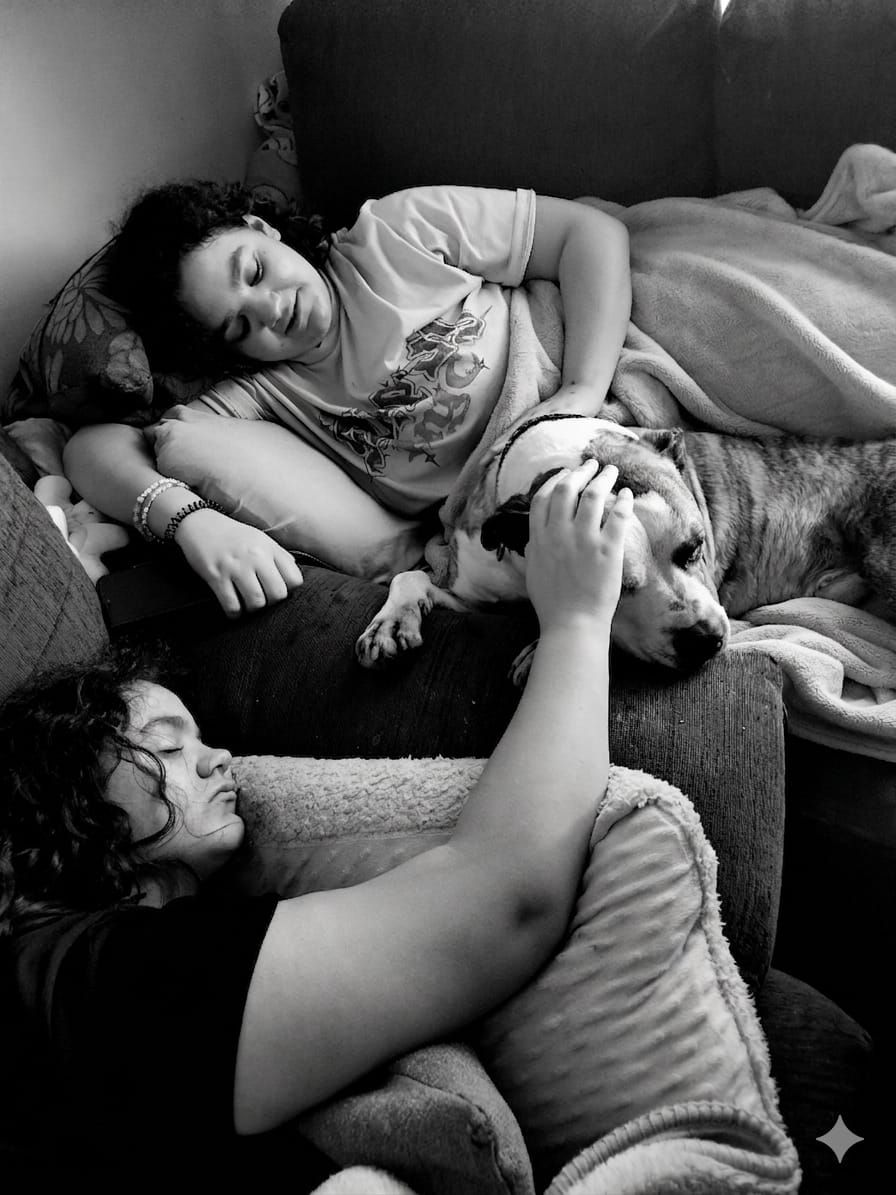 Carolina tiene dos hijas gemelas de 15 años que cuidan a Capi desde el primer día