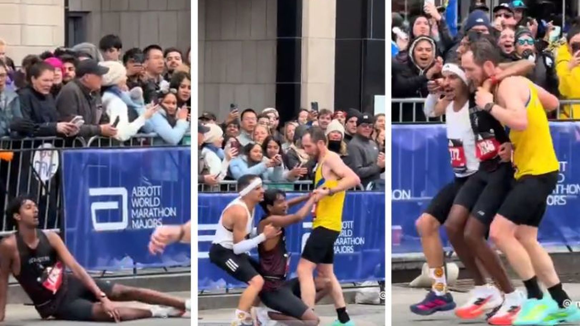 El bonito gesto de dos corredores durante la Maratón de Boston